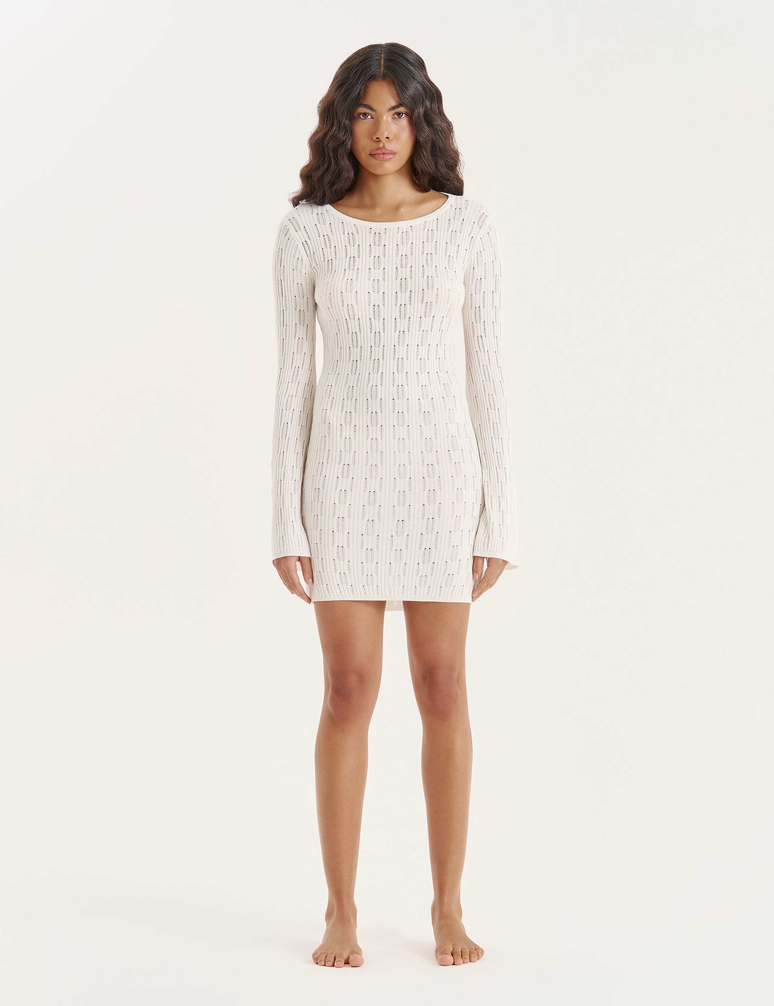 Knitted Open Back Beach Dress with Lyocell