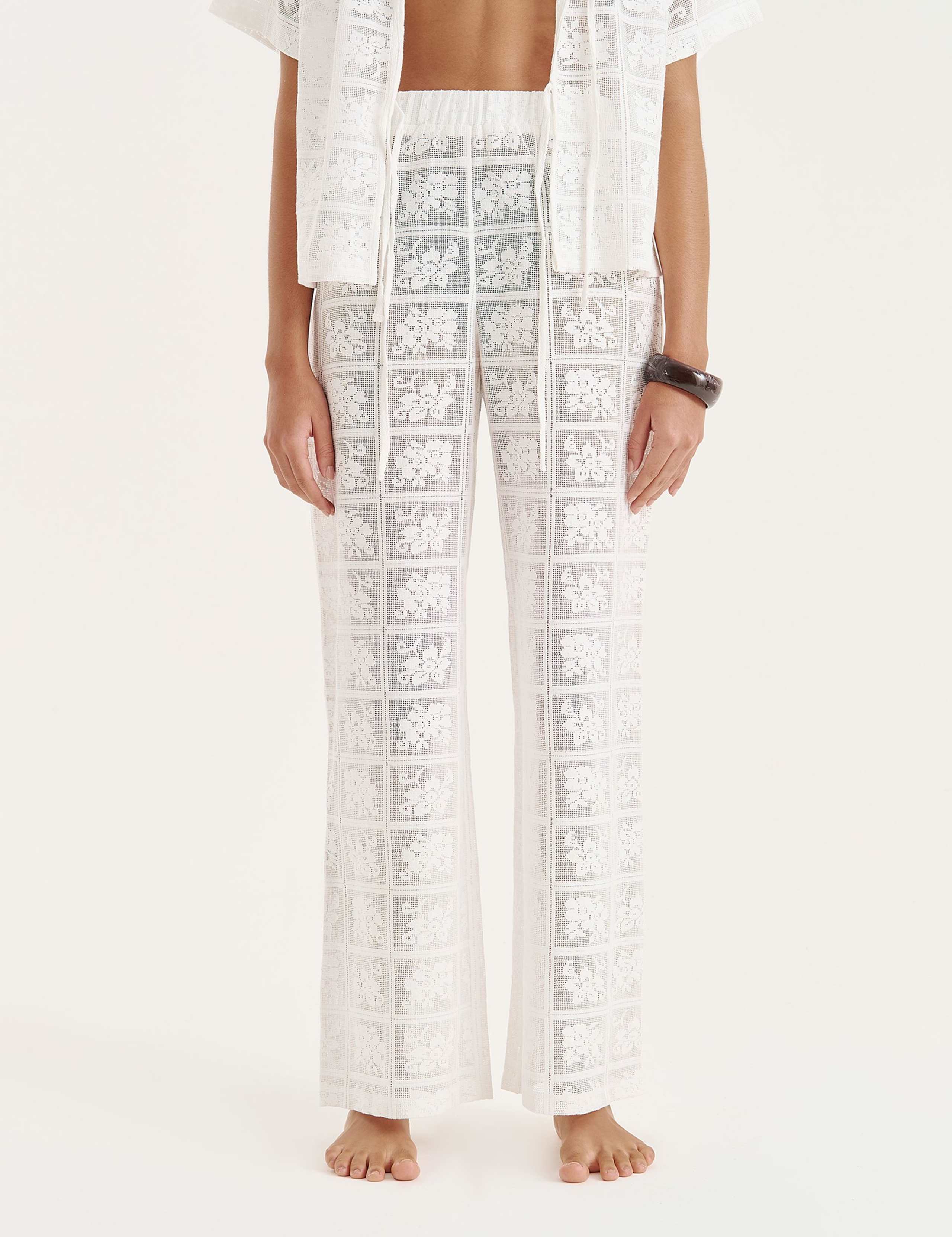 Lace Beach Trousers with Cotton