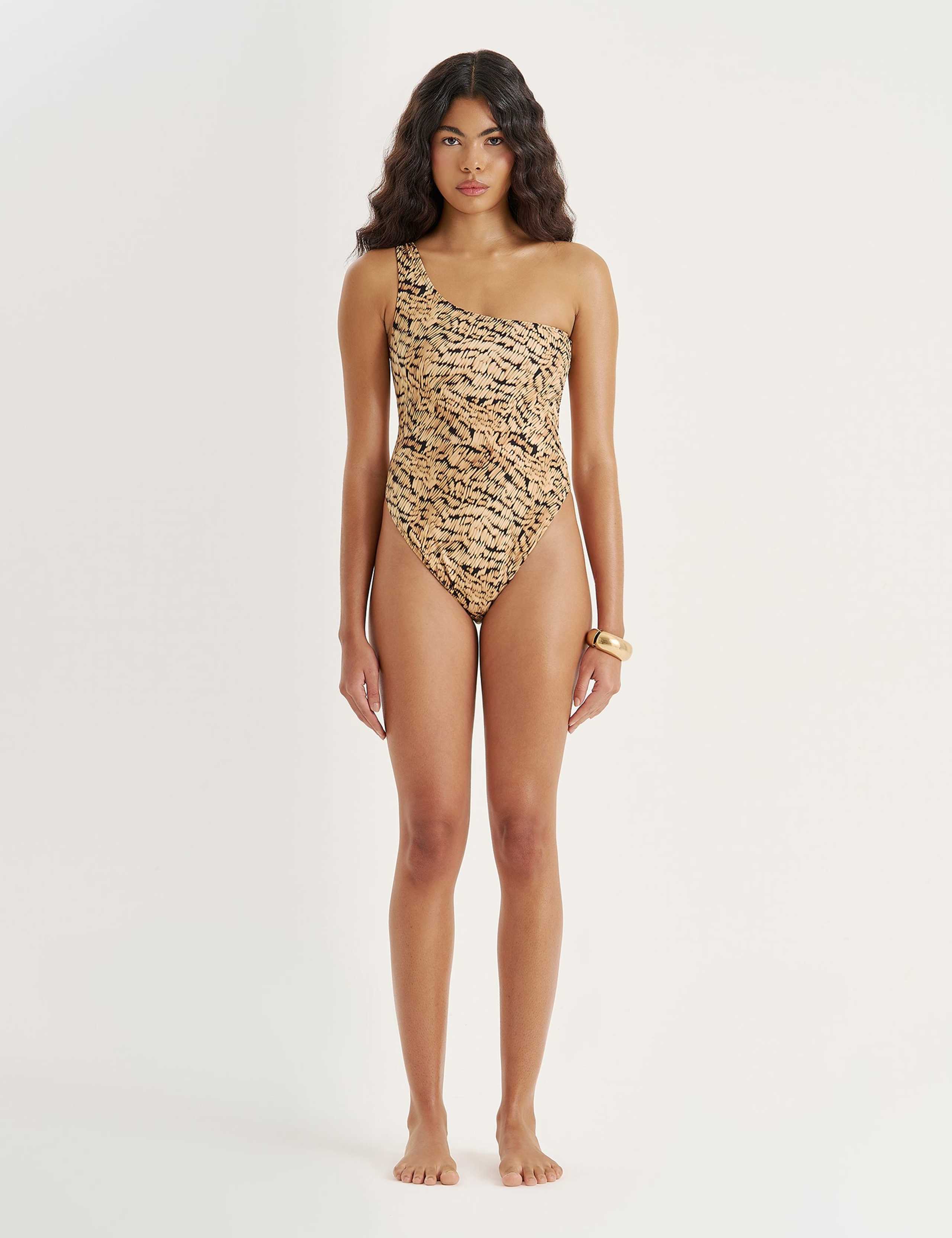 Printed One Shoulder Swimsuit