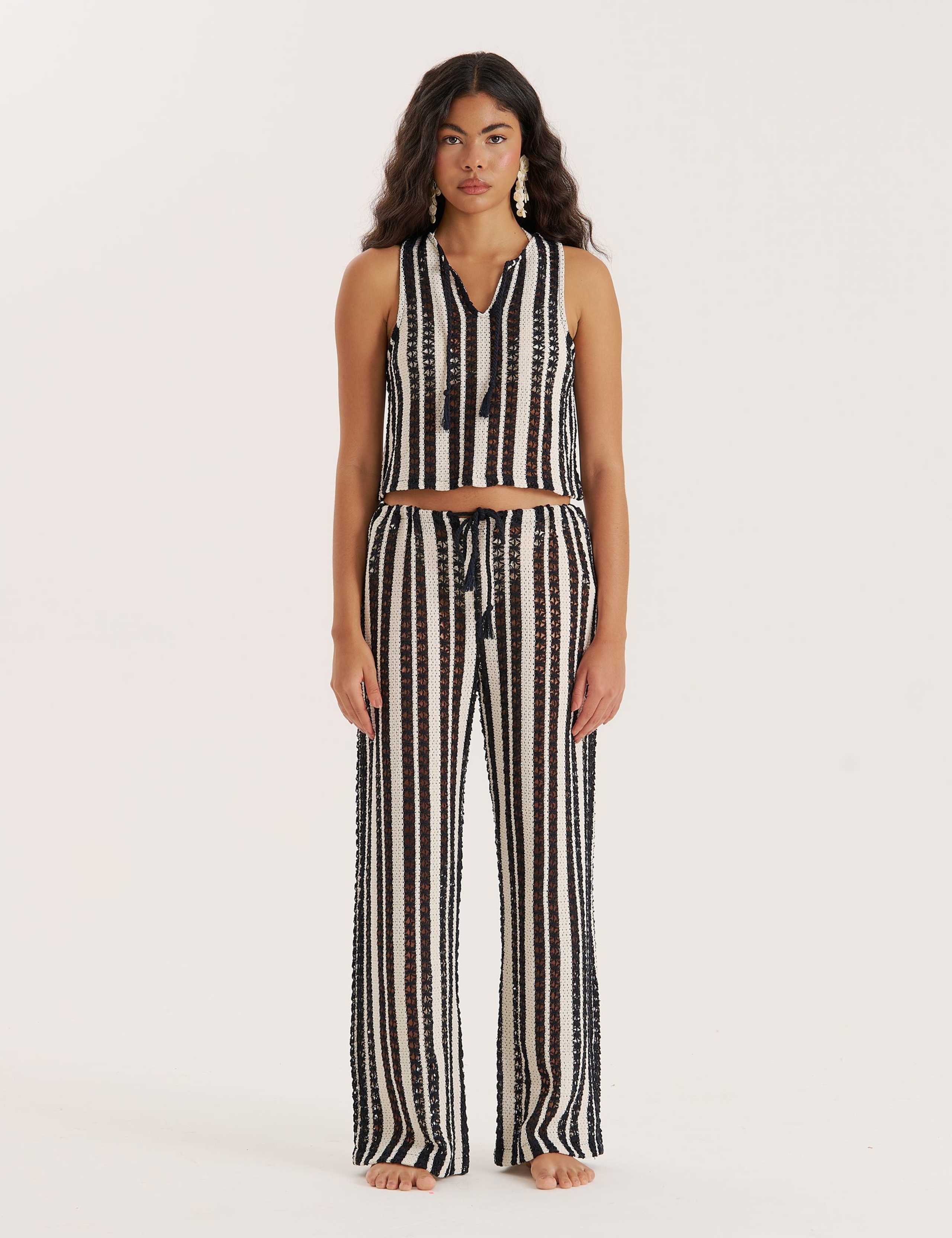 Calista Cotton Rich Striped Beach Trousers
