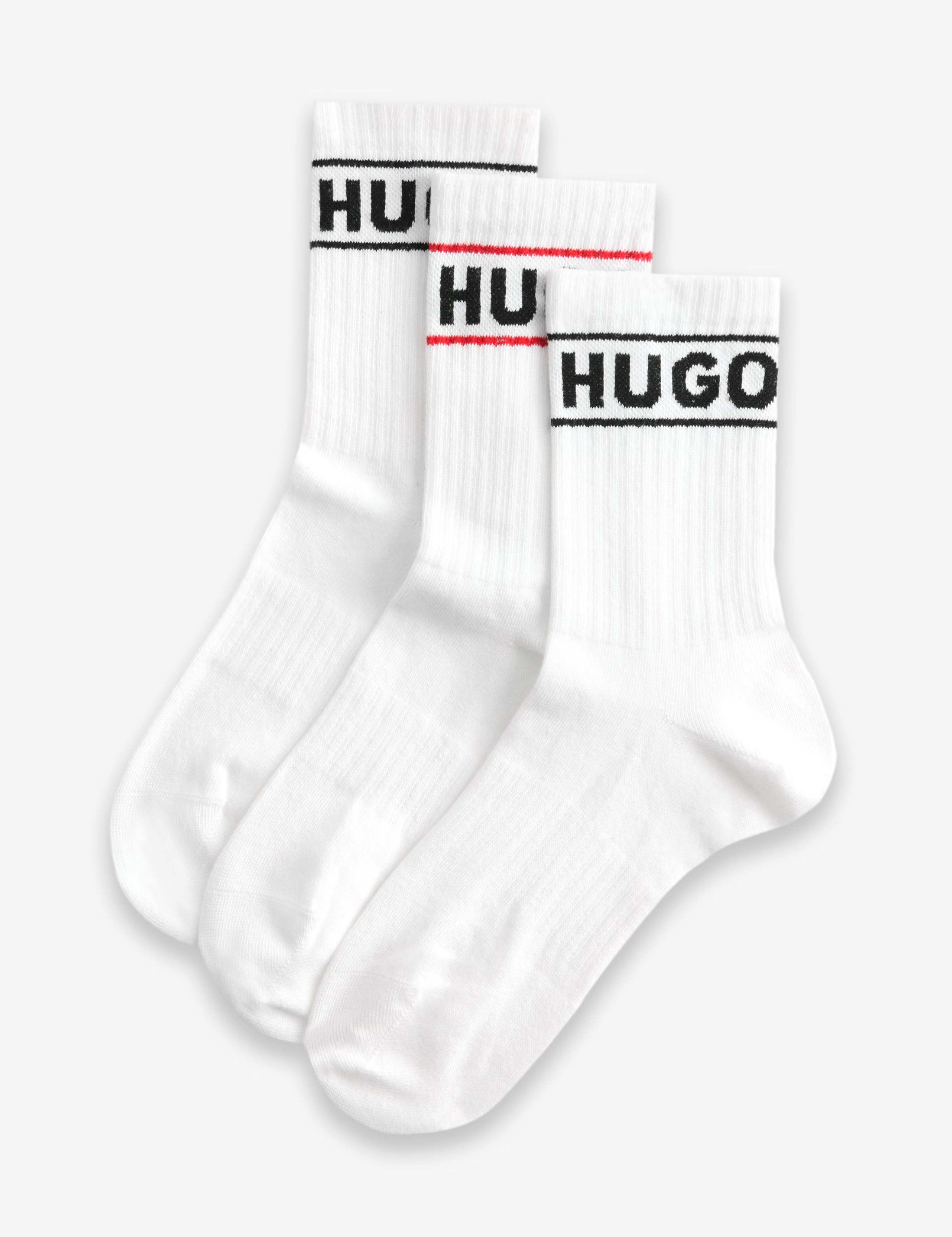 3 Pack Cotton Rich Logo Ribbed Ankle Socks