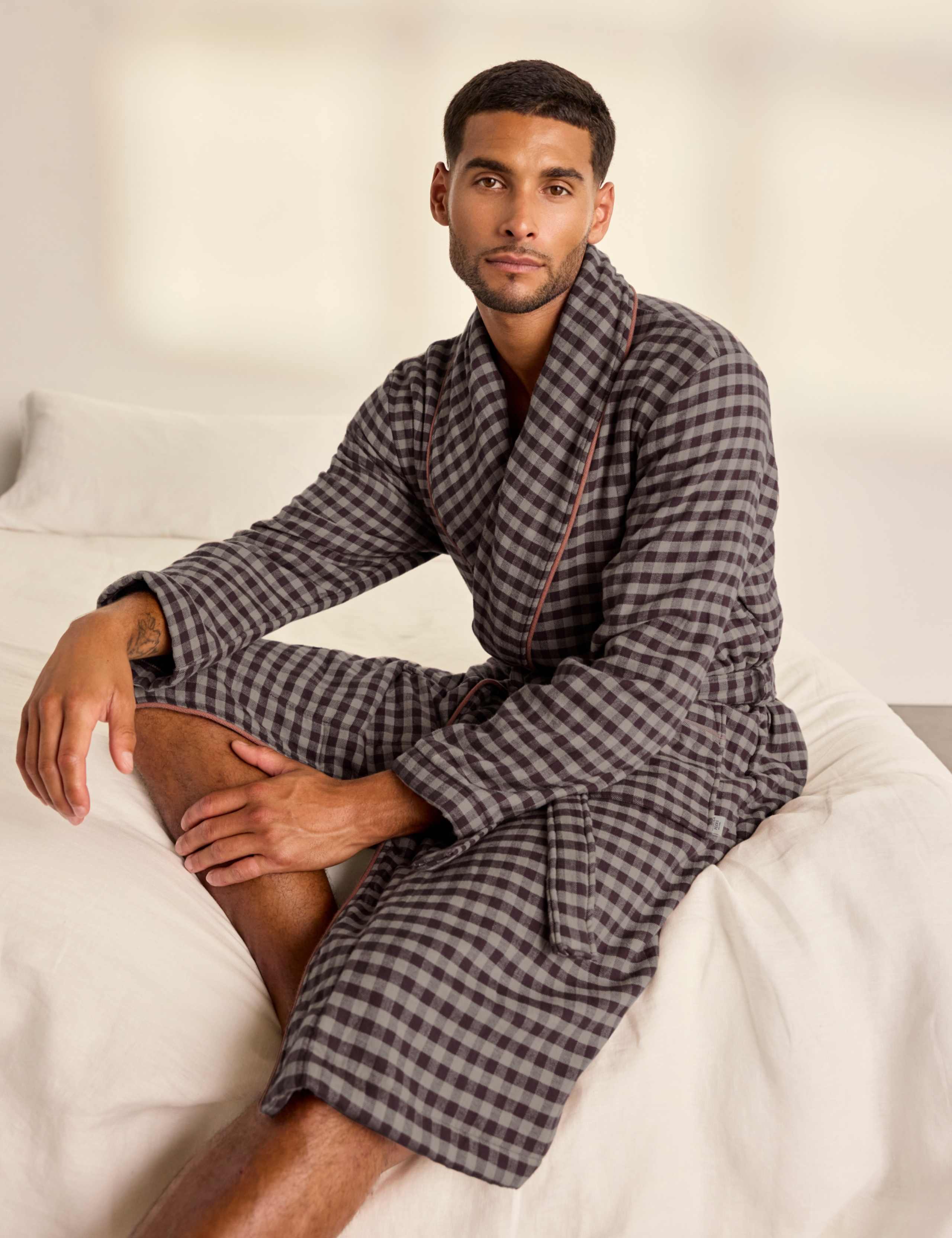 Cotton Belted Long Sleeve Dressing Gown