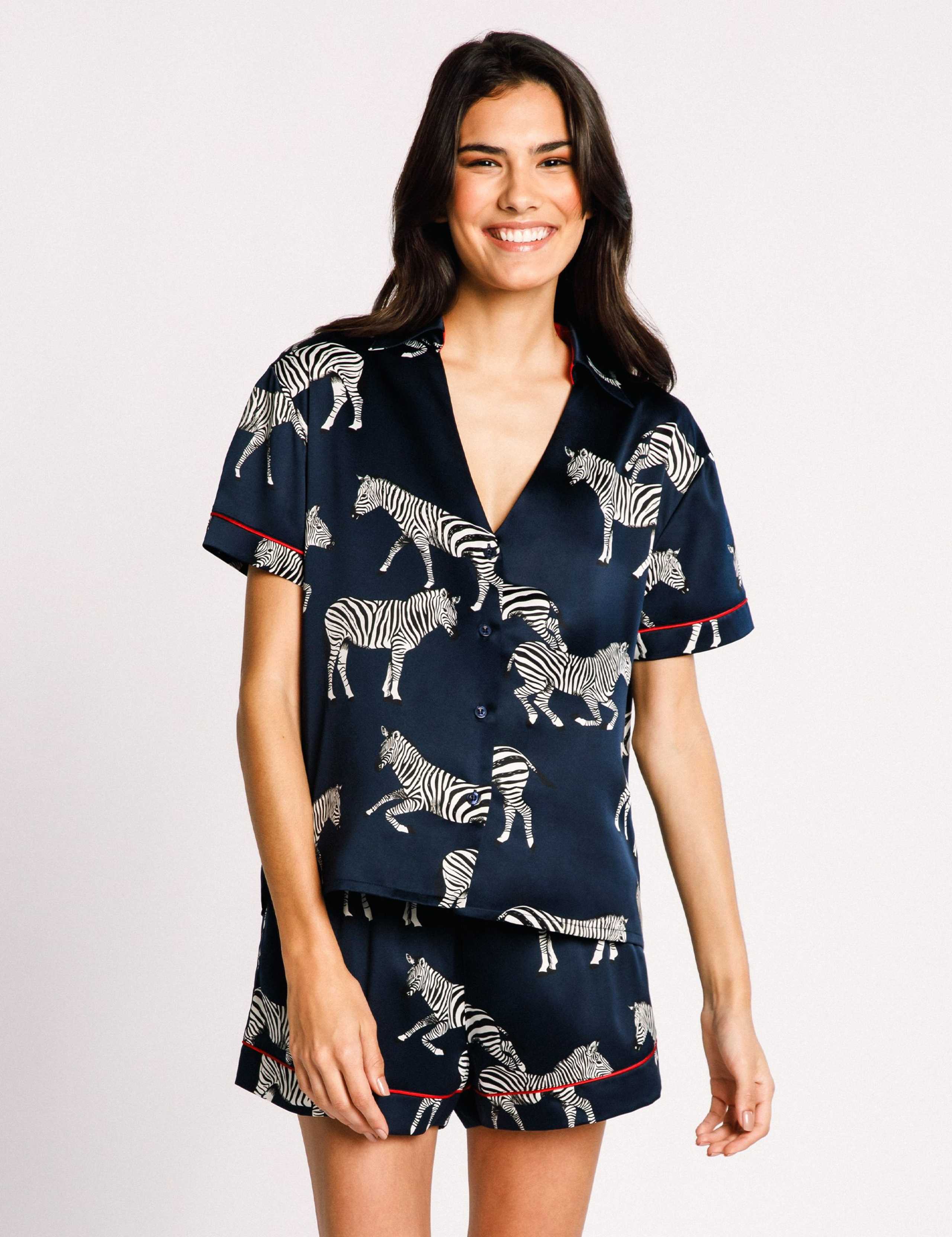 Satin Zebra Print Short Pyjama Set