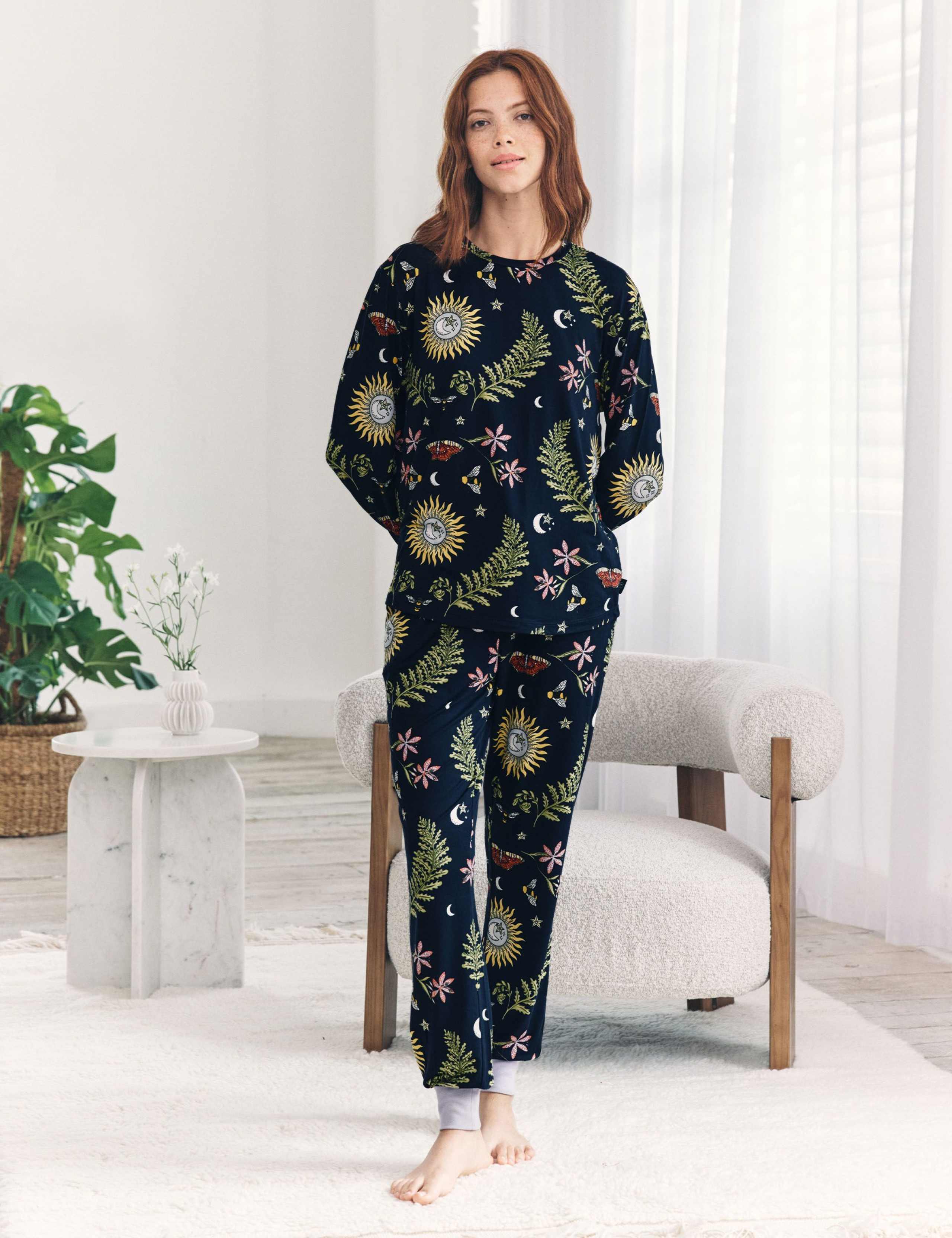 M&S Exclusive Jersey Forest Print Cuffed Ankle Pyjama Set