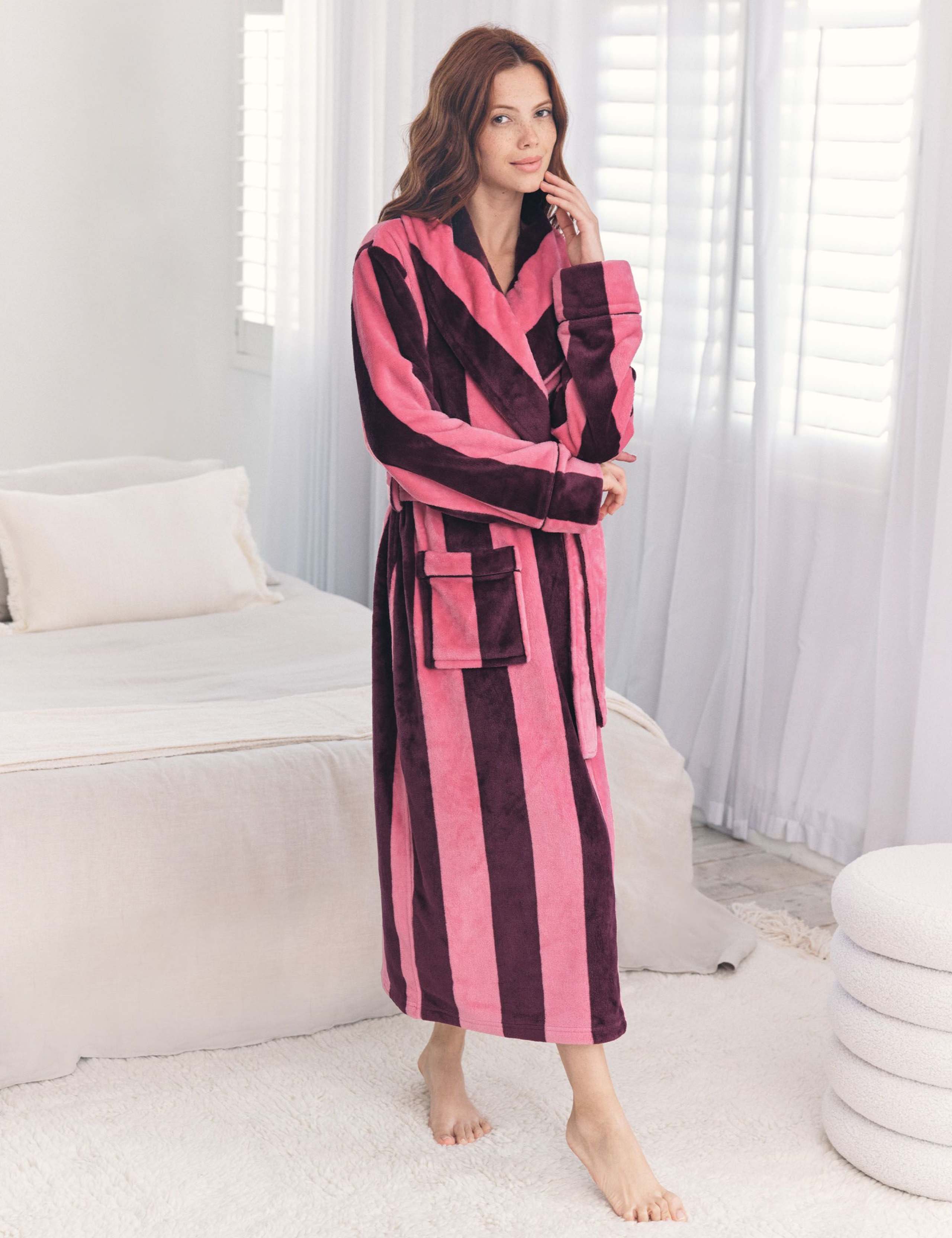 Pure Cotton Striped Maxi Dressing Gown