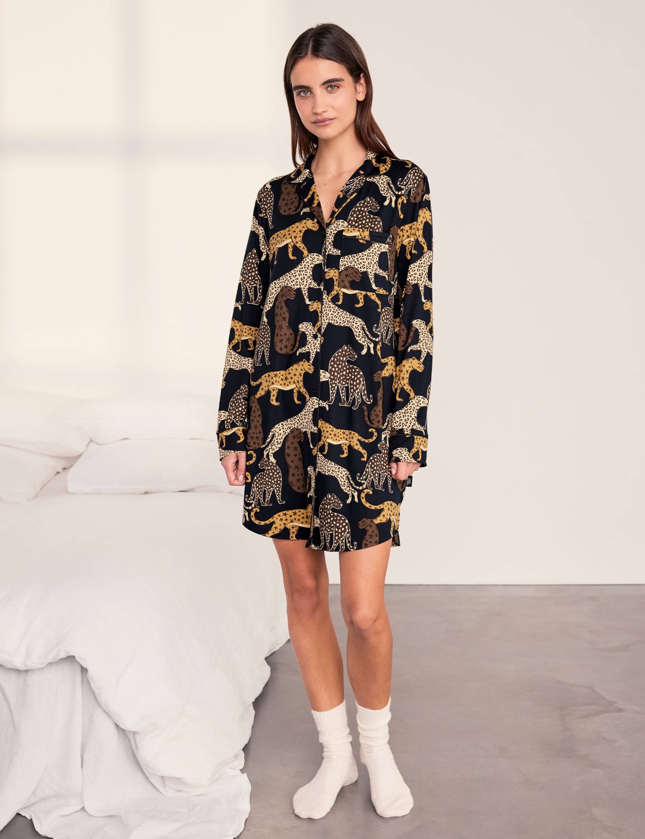 Jersey Leopard Print Revere Nightshirt