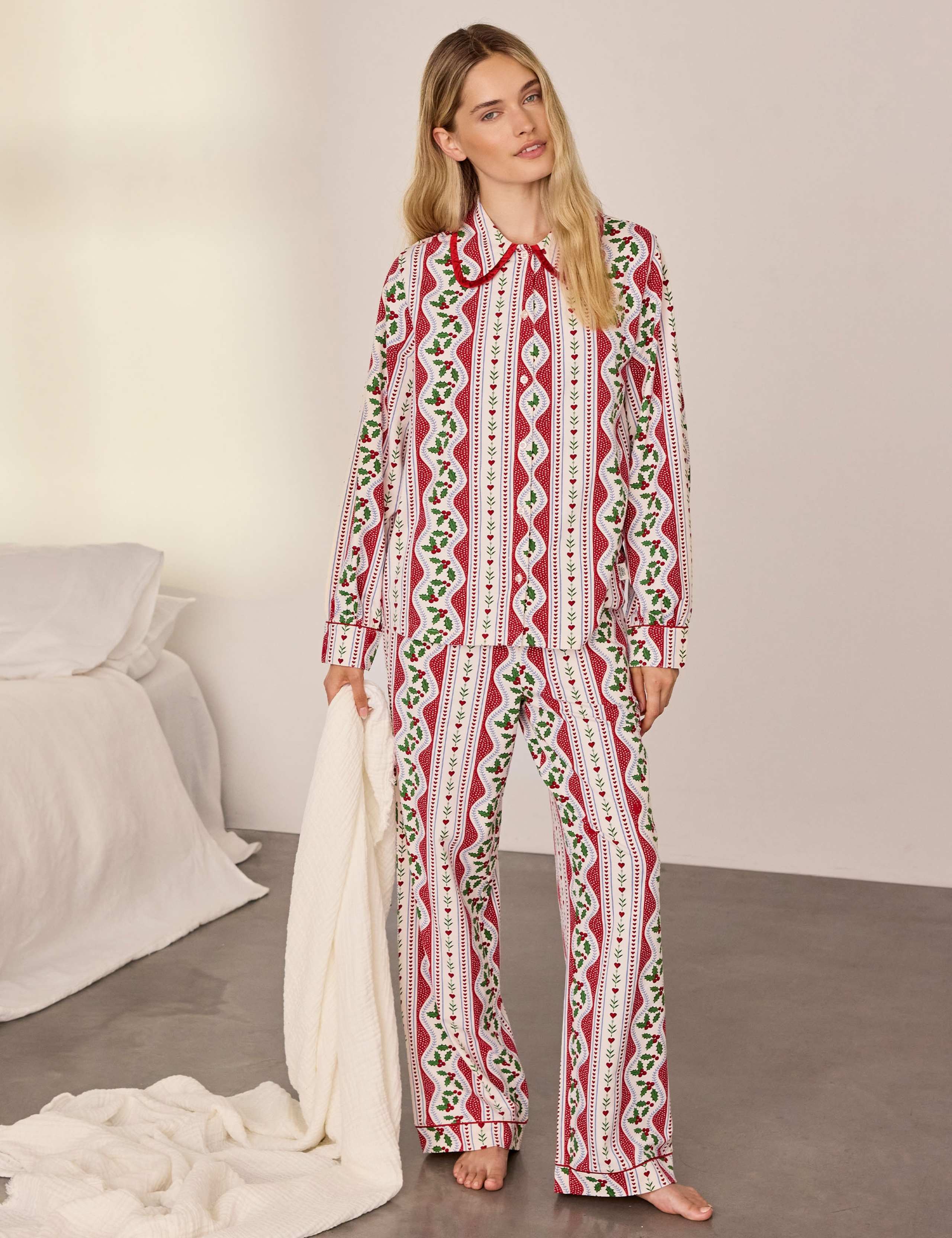 Cotton Rich Christmas Print Long Pyjama Set