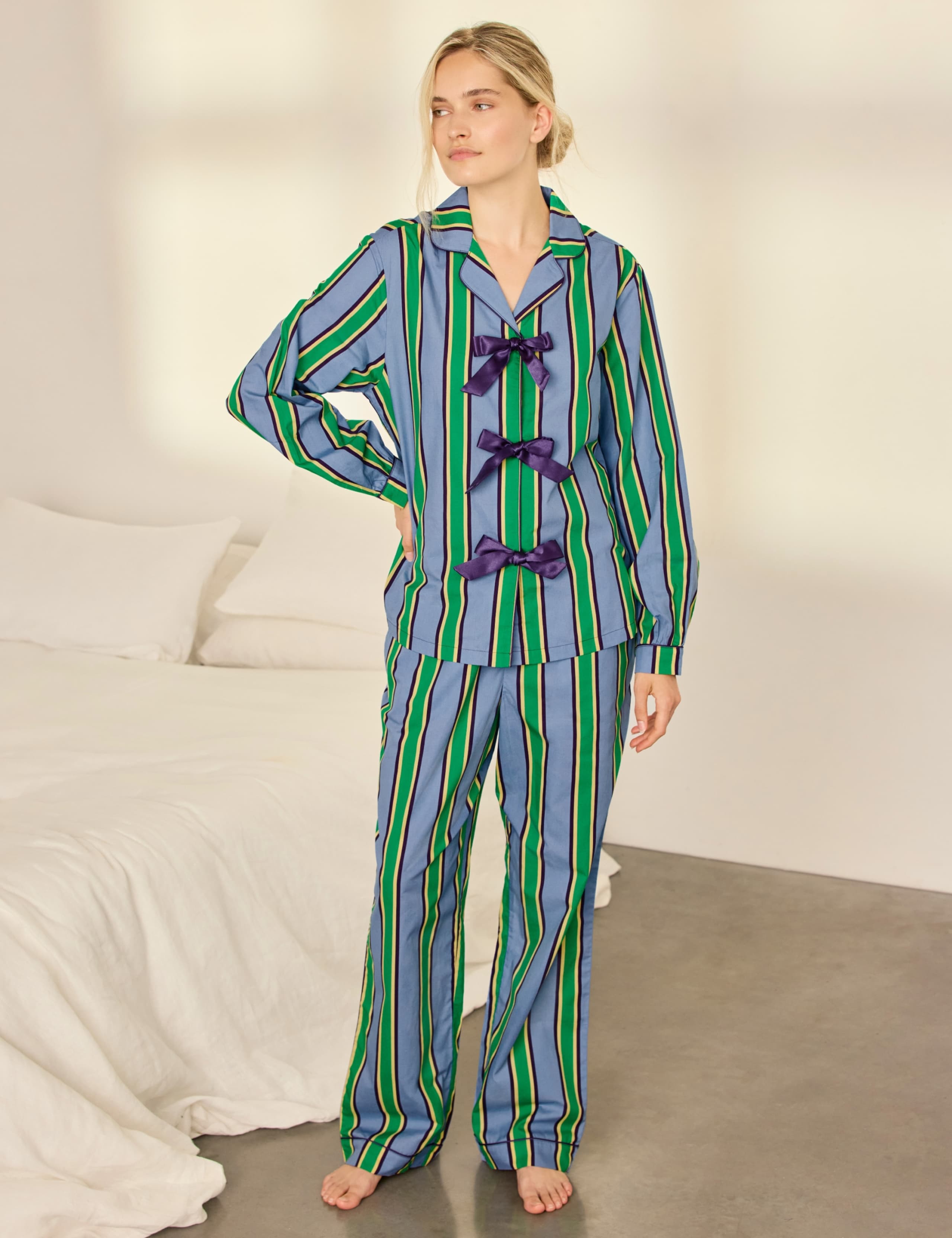 Pure Cotton Striped Long Pyjama Set