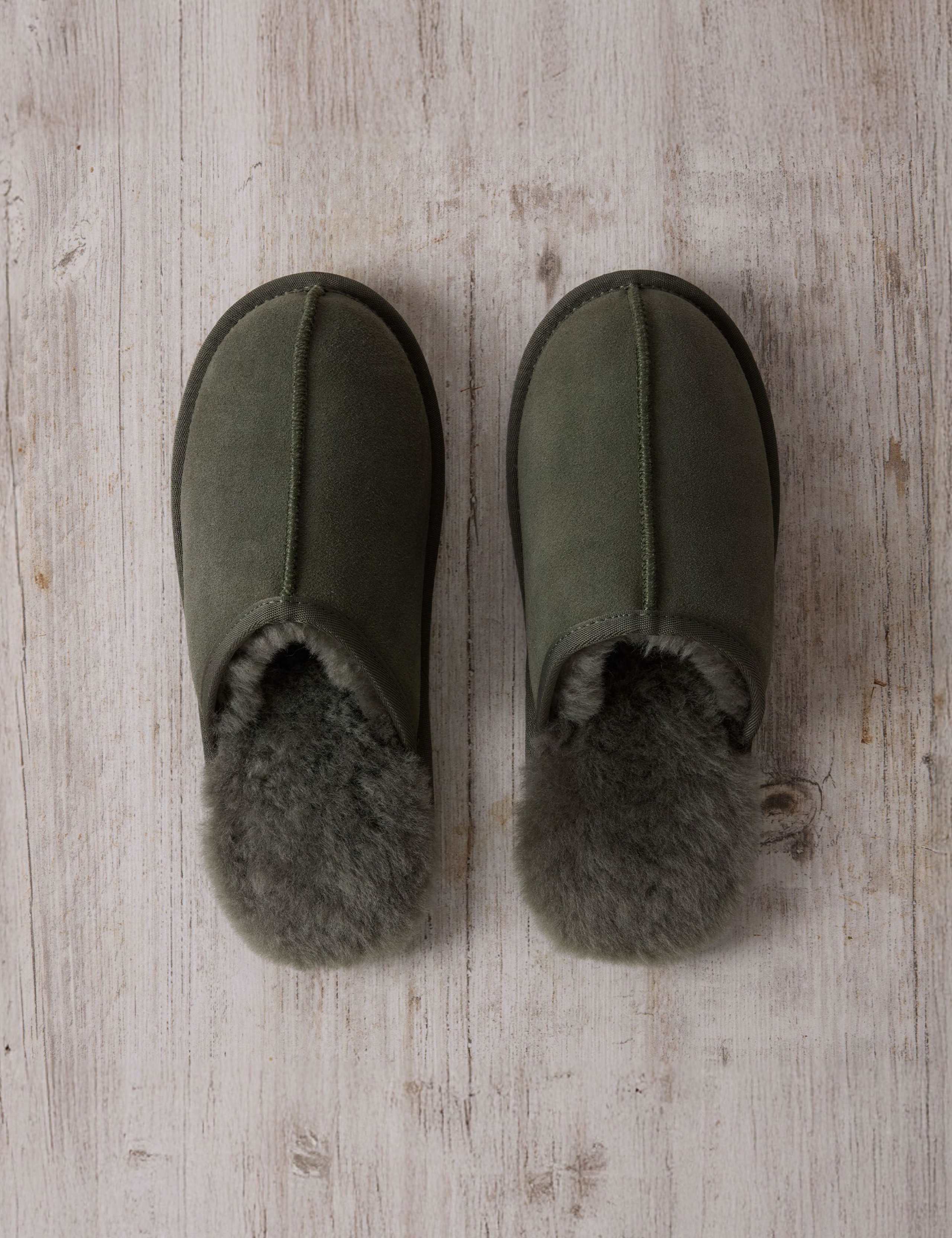 Suede Shearling Mule Slippers