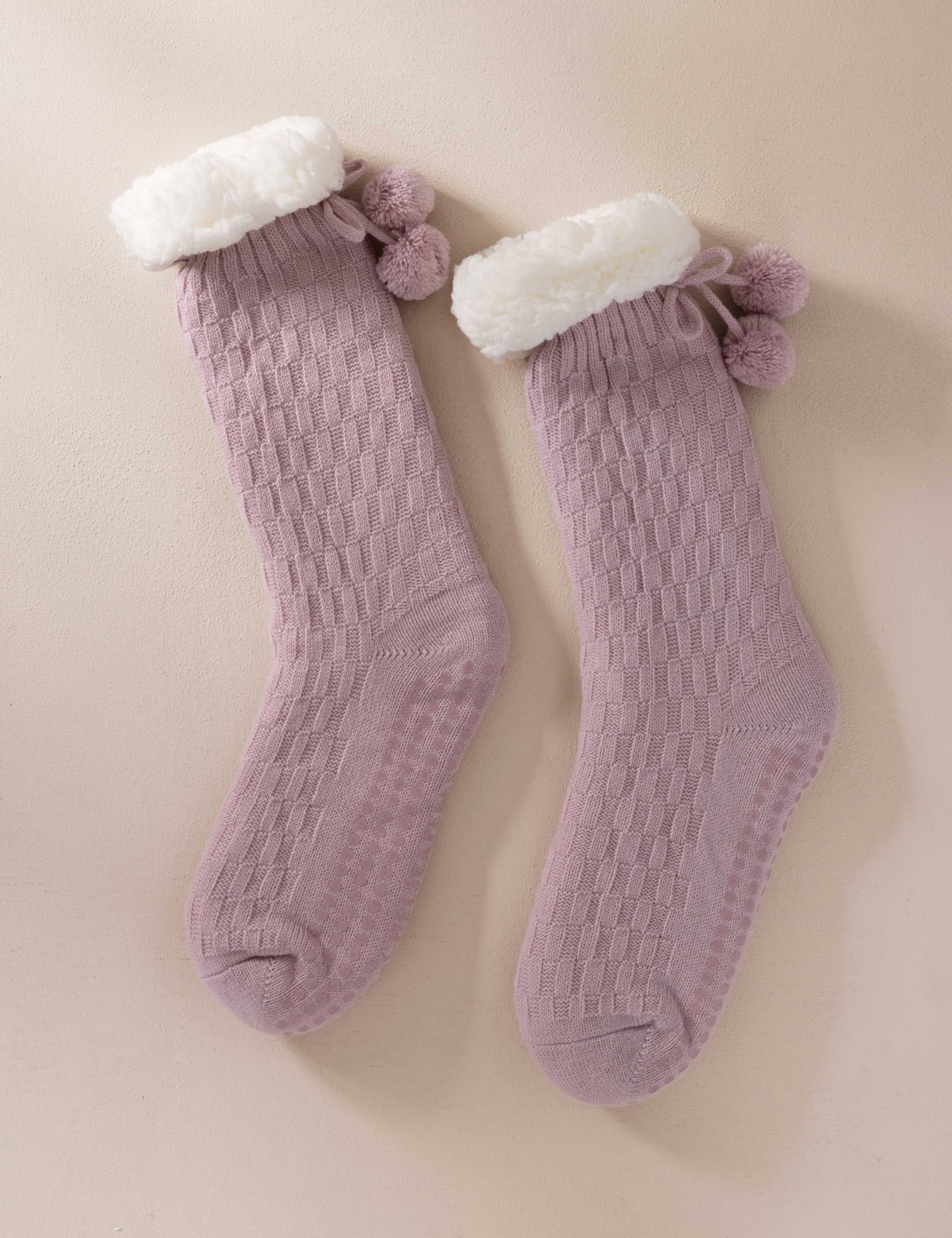 Borg Slipper Socks With Grip