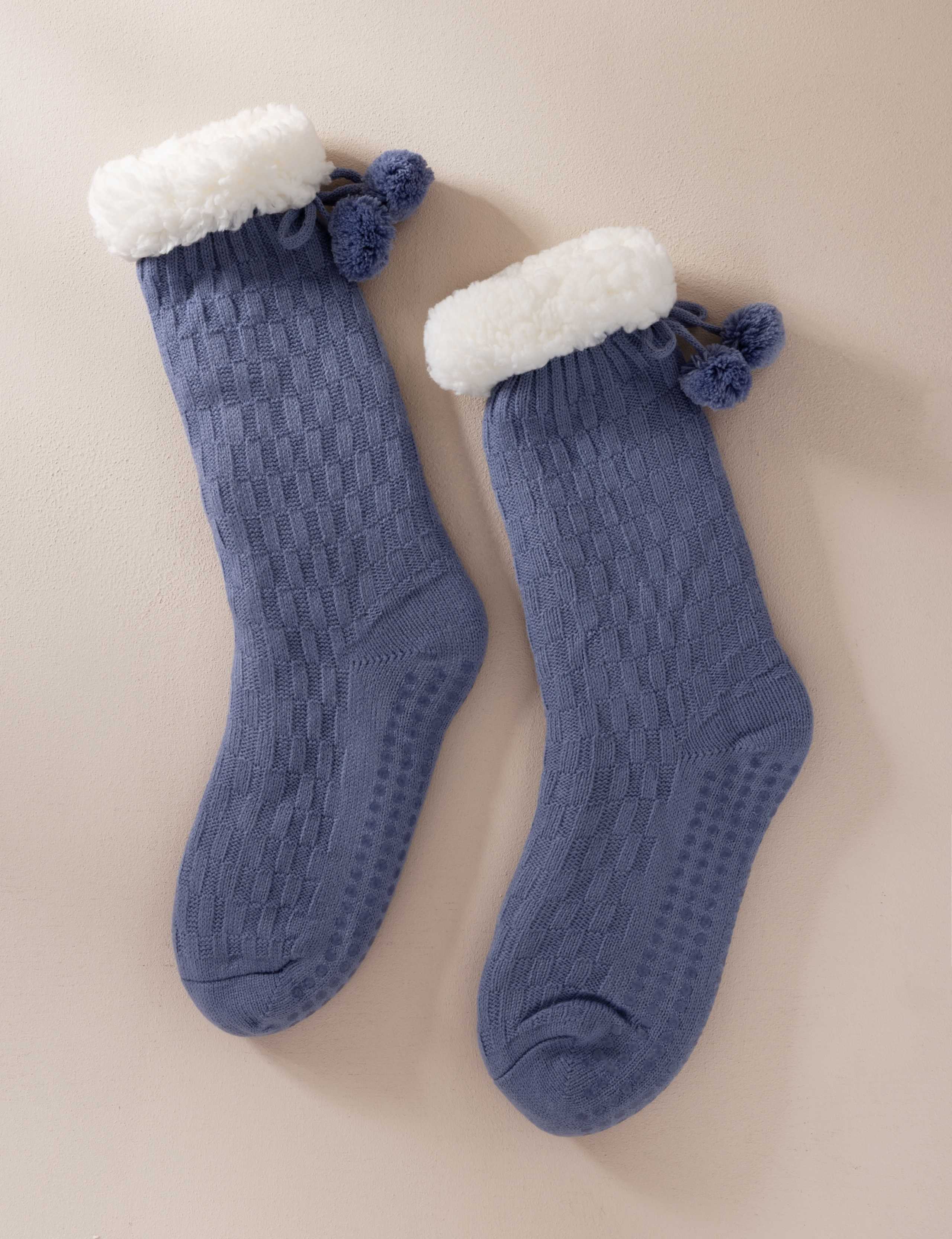 Borg Slipper Socks With Grip
