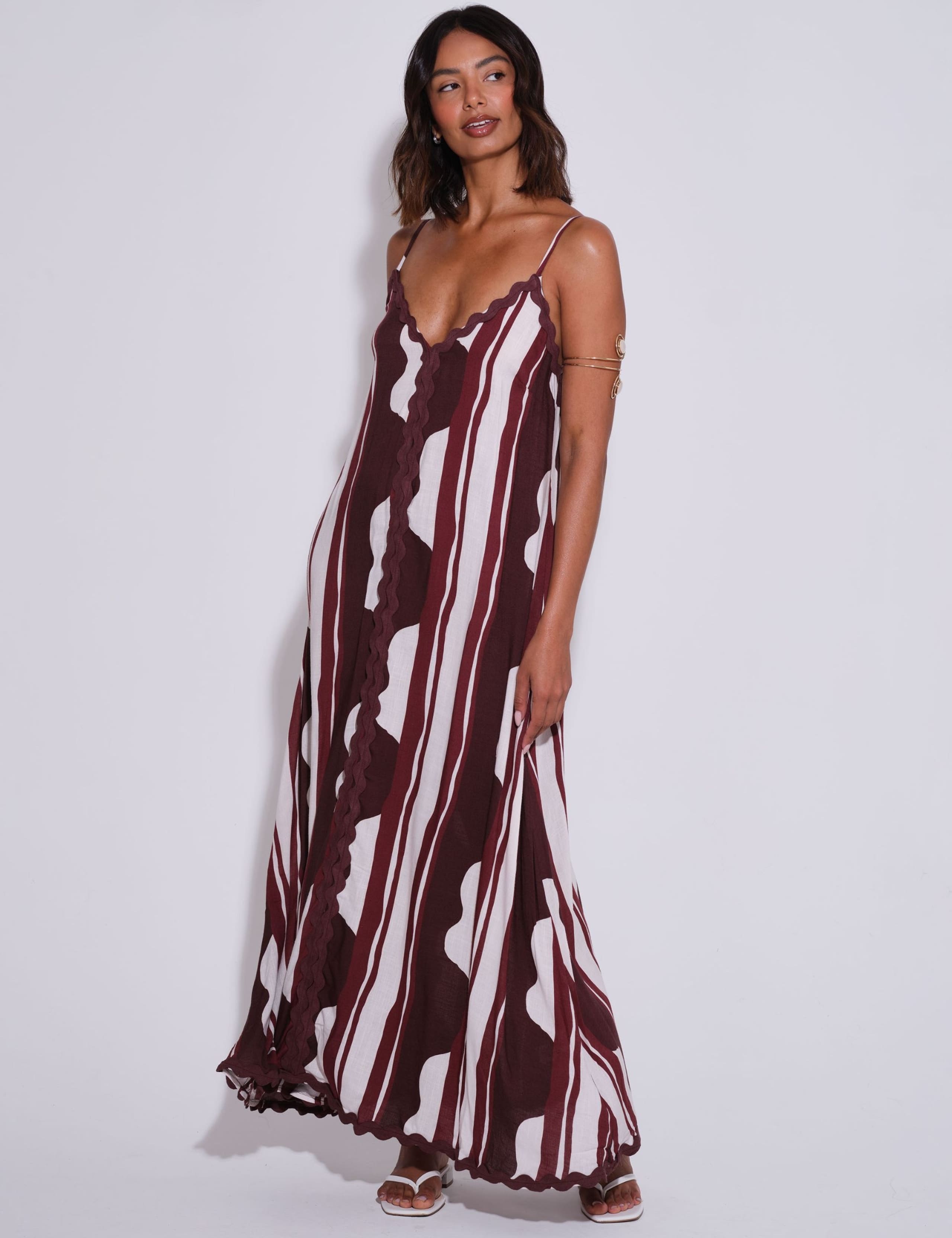 Striped V-Neck Maxi Beach Dress