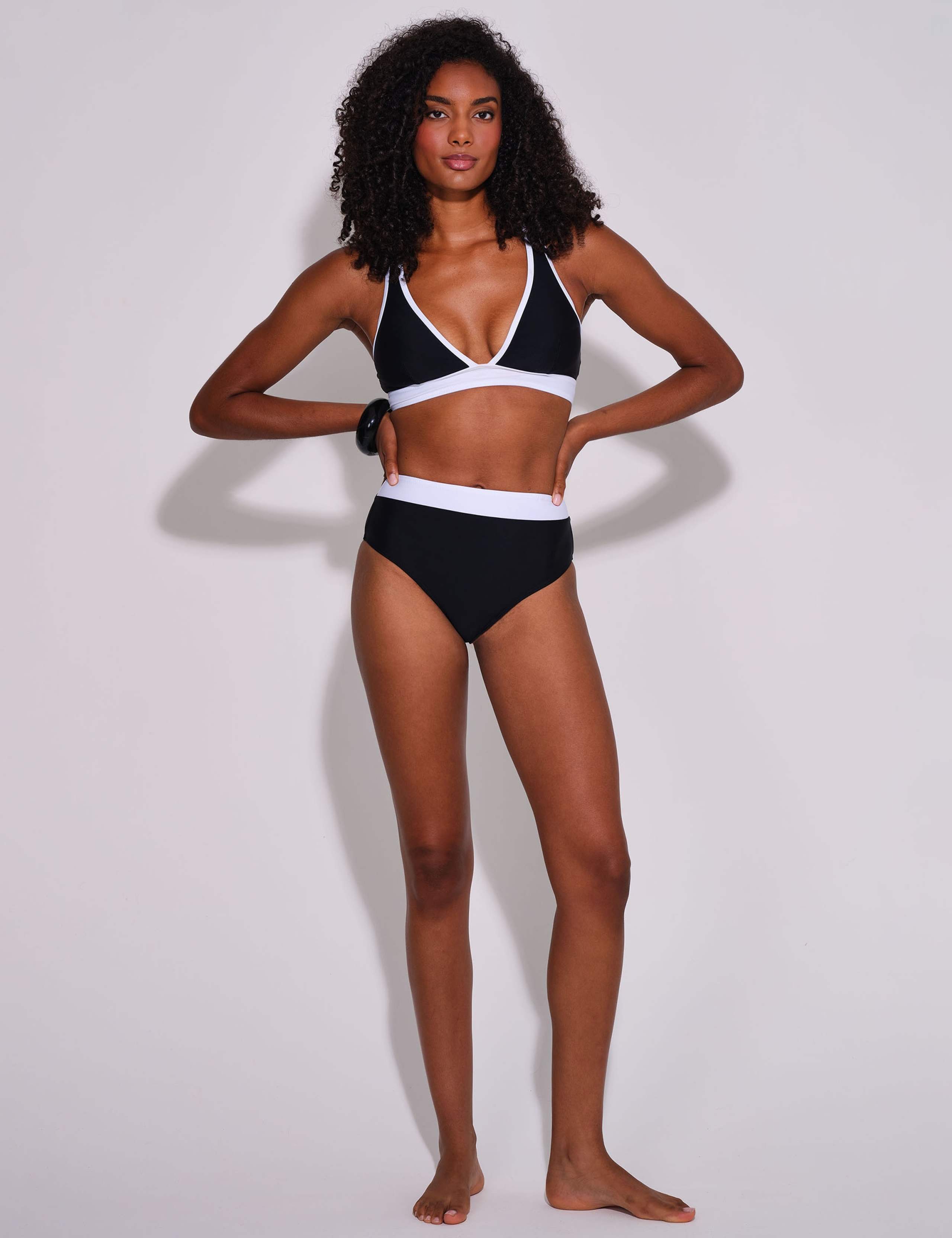 Contrast Binding High Waisted Bikini Bottoms
