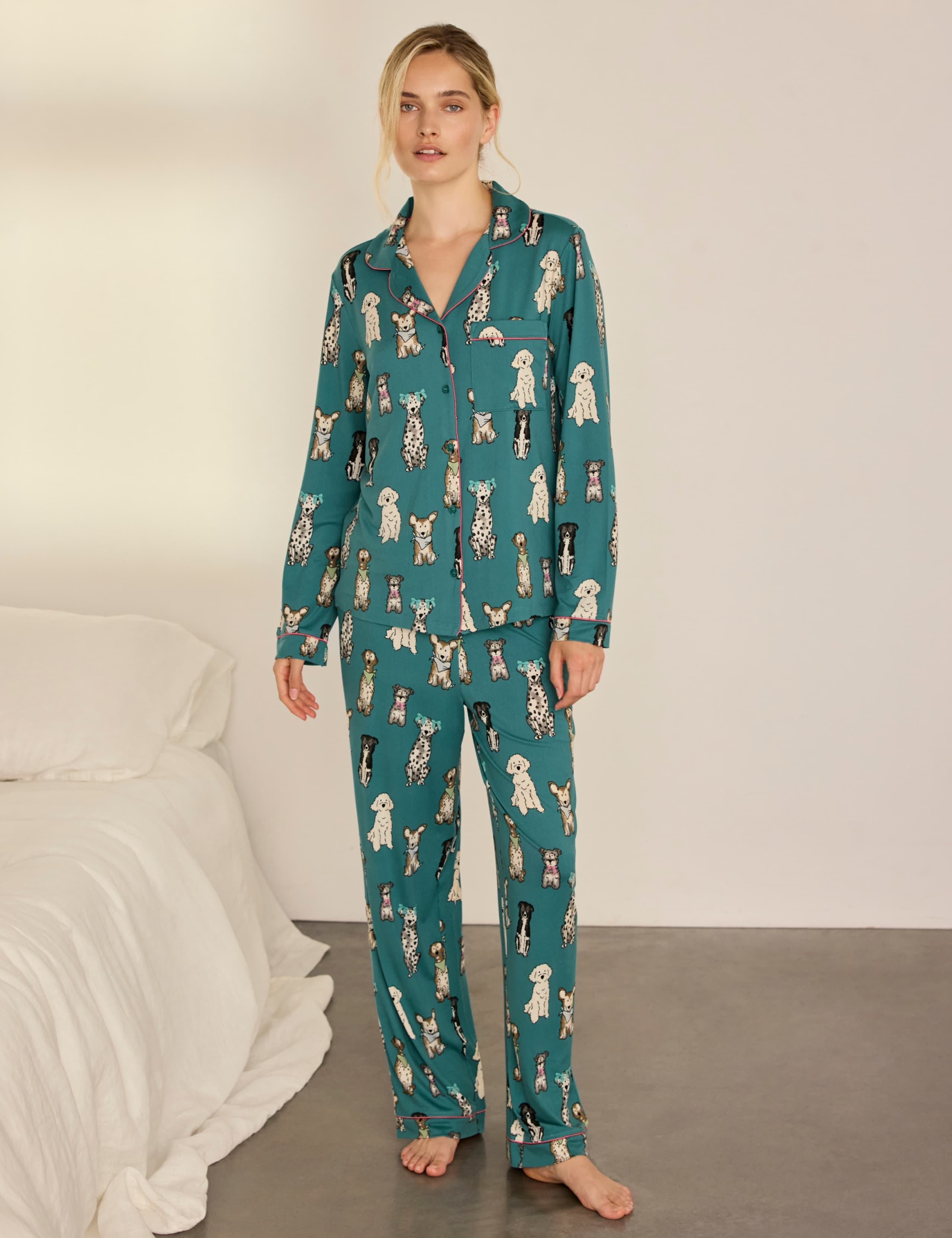 Dog Button up Jersey Pyjamas