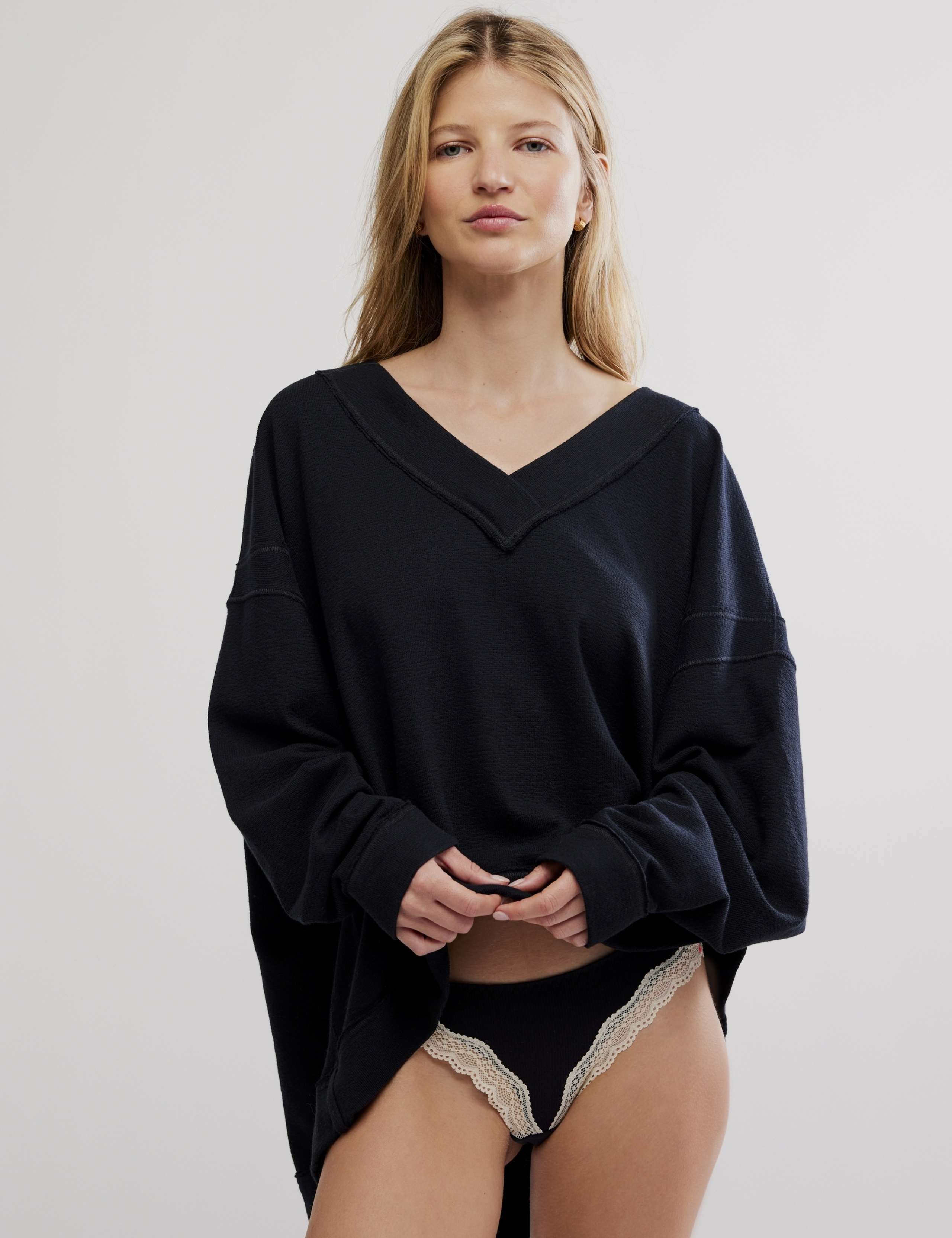 Cotton Rich V-Neck Sweatshirt