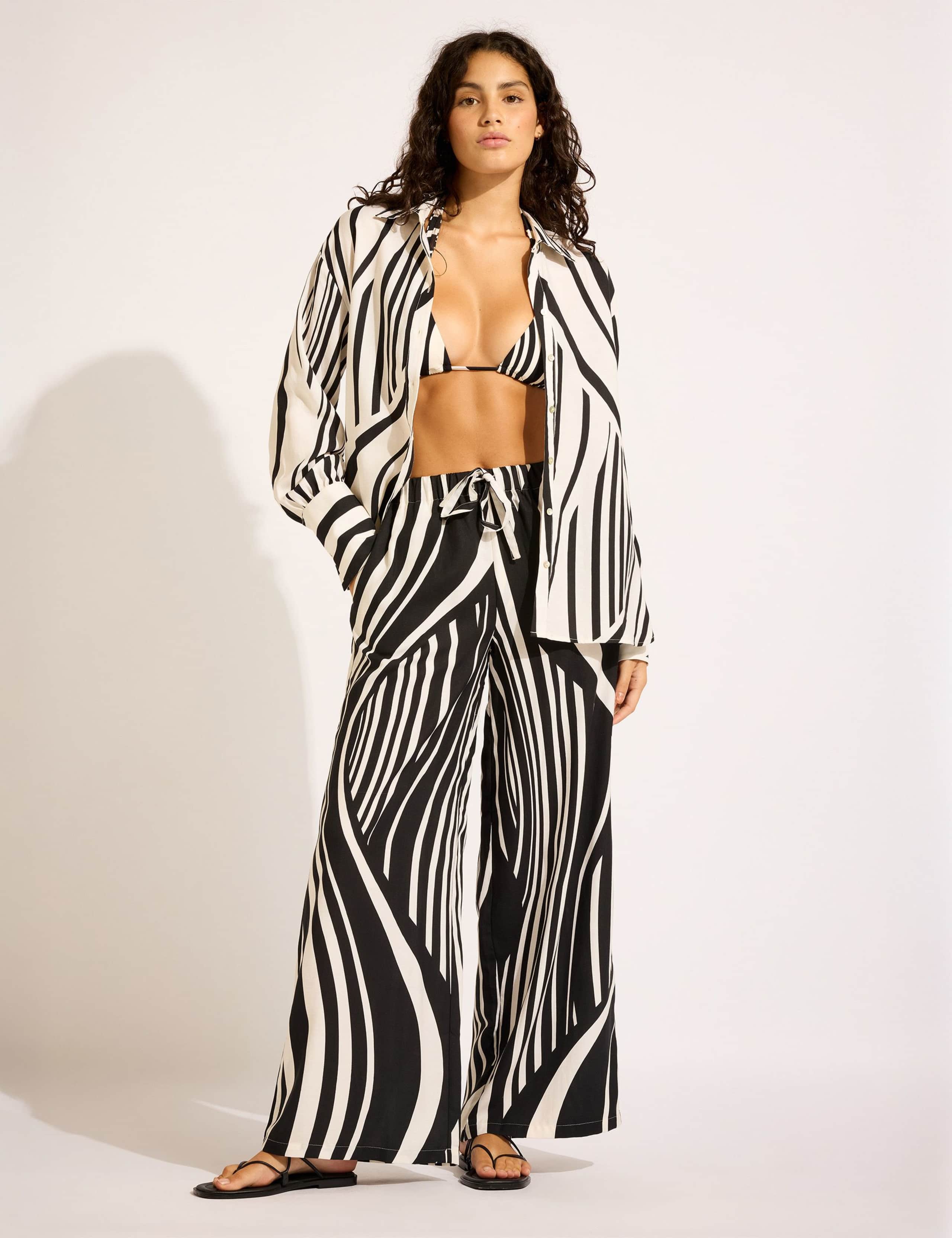 Striped Wide Leg Trousers
