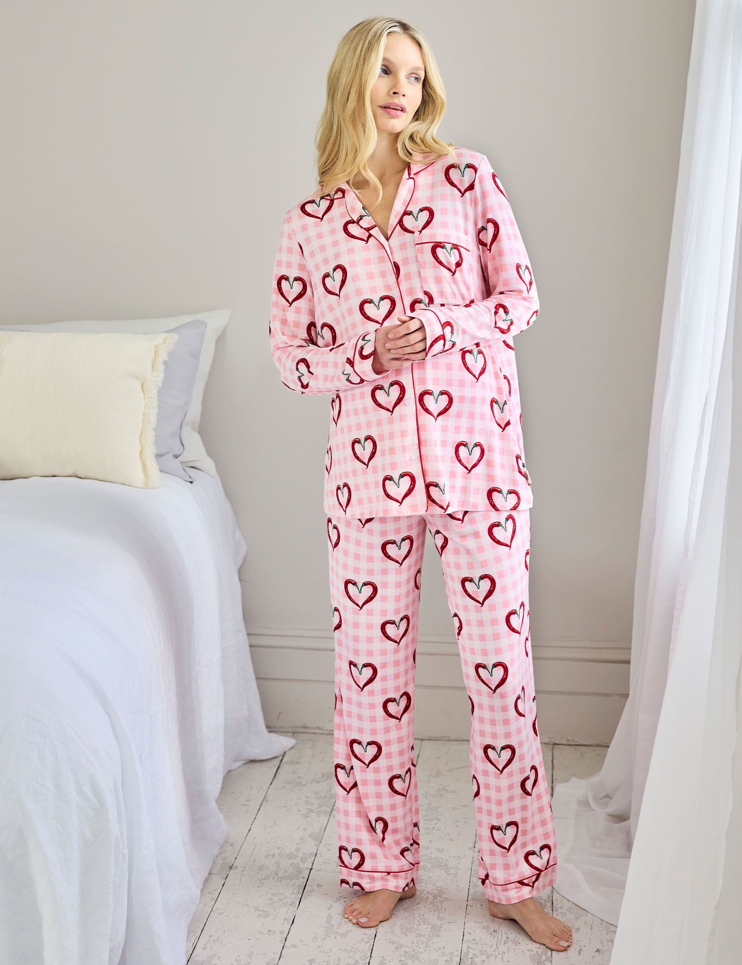 Maternity Chilli Heart Print Pyjama Set