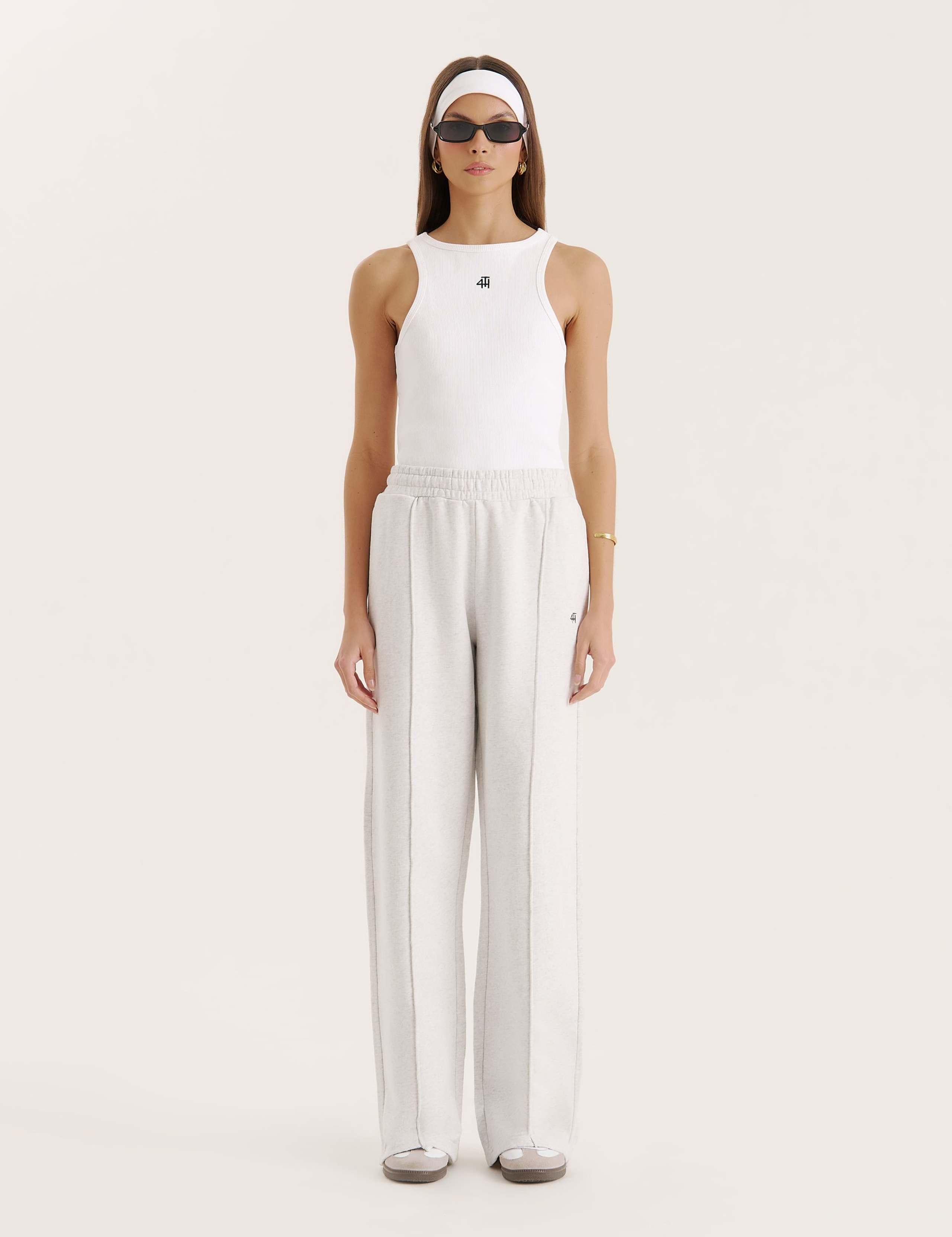 Pure Cotton Pintuck Detail Wide Leg Joggers