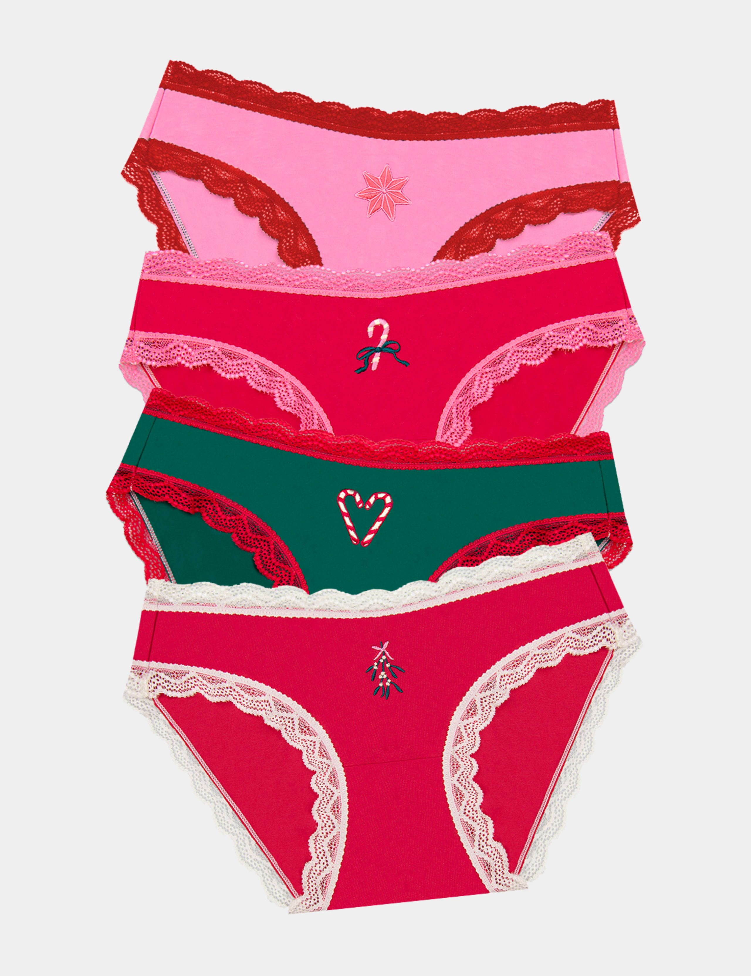 4pk Modal Rich Christmas Bikini Knickers