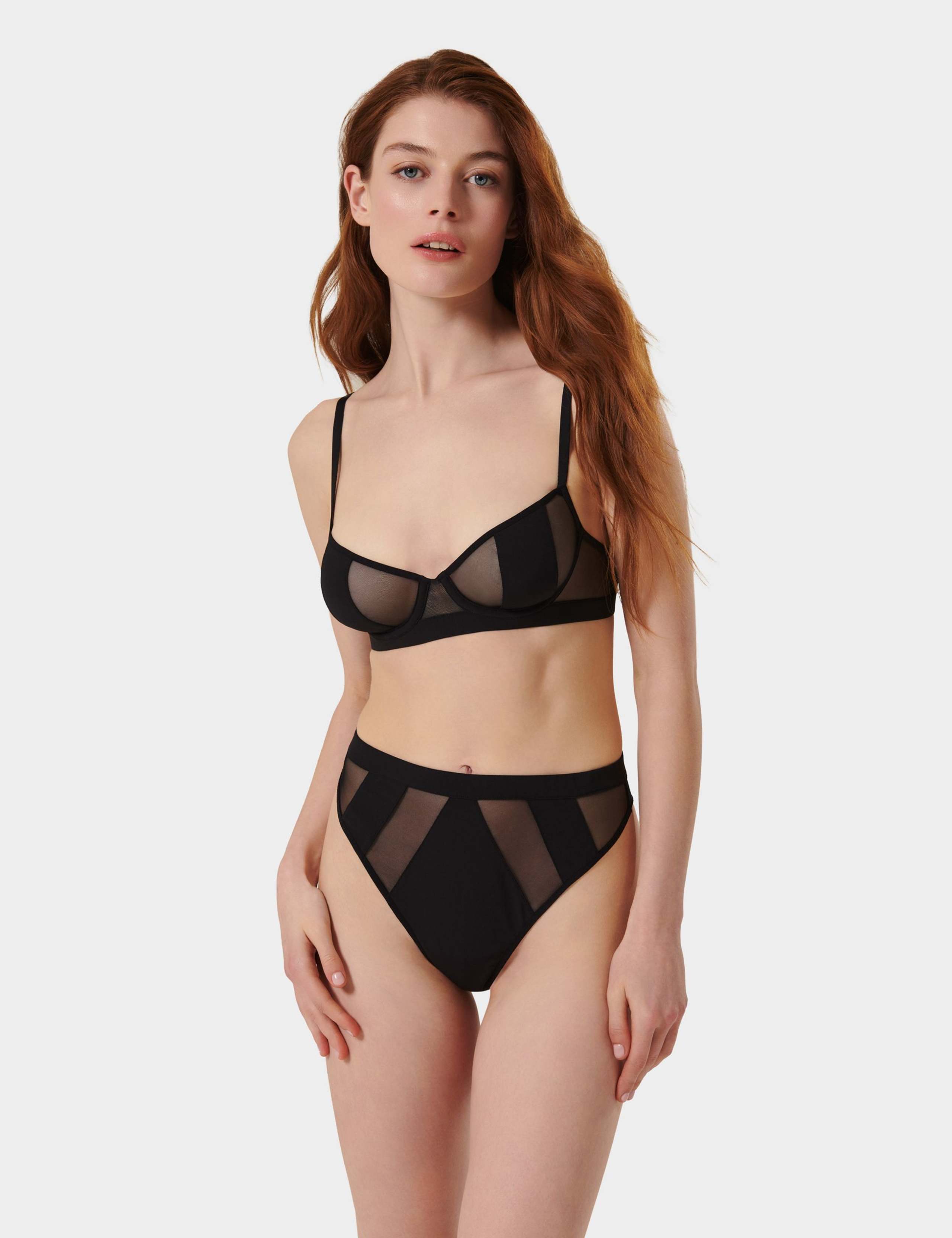 Orla Mesh & Chiffon High Waisted Thong