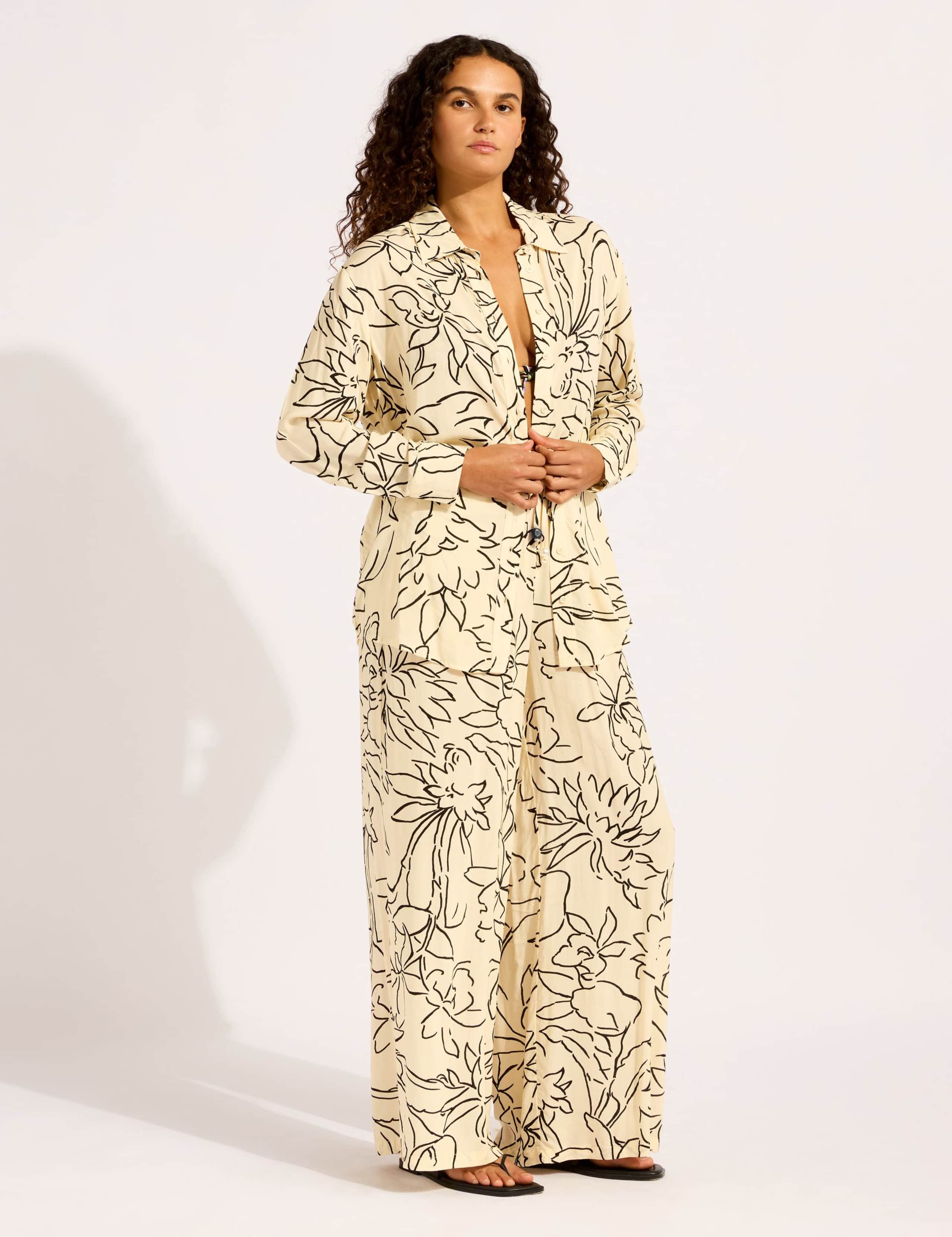 Hothouse Flowers Beach Cover Up Shirt