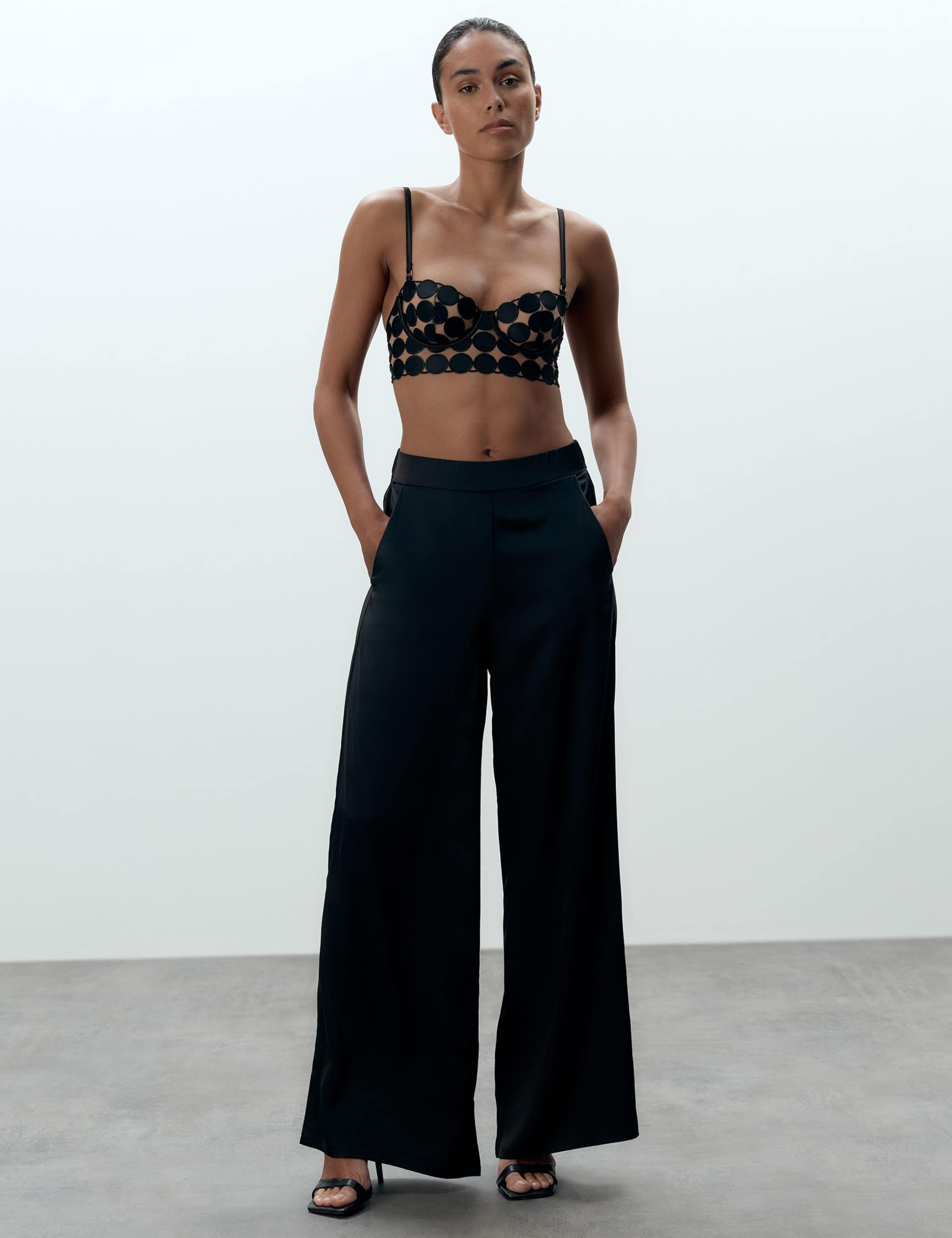 Satin Elasticated Waist Wide Leg Trousers