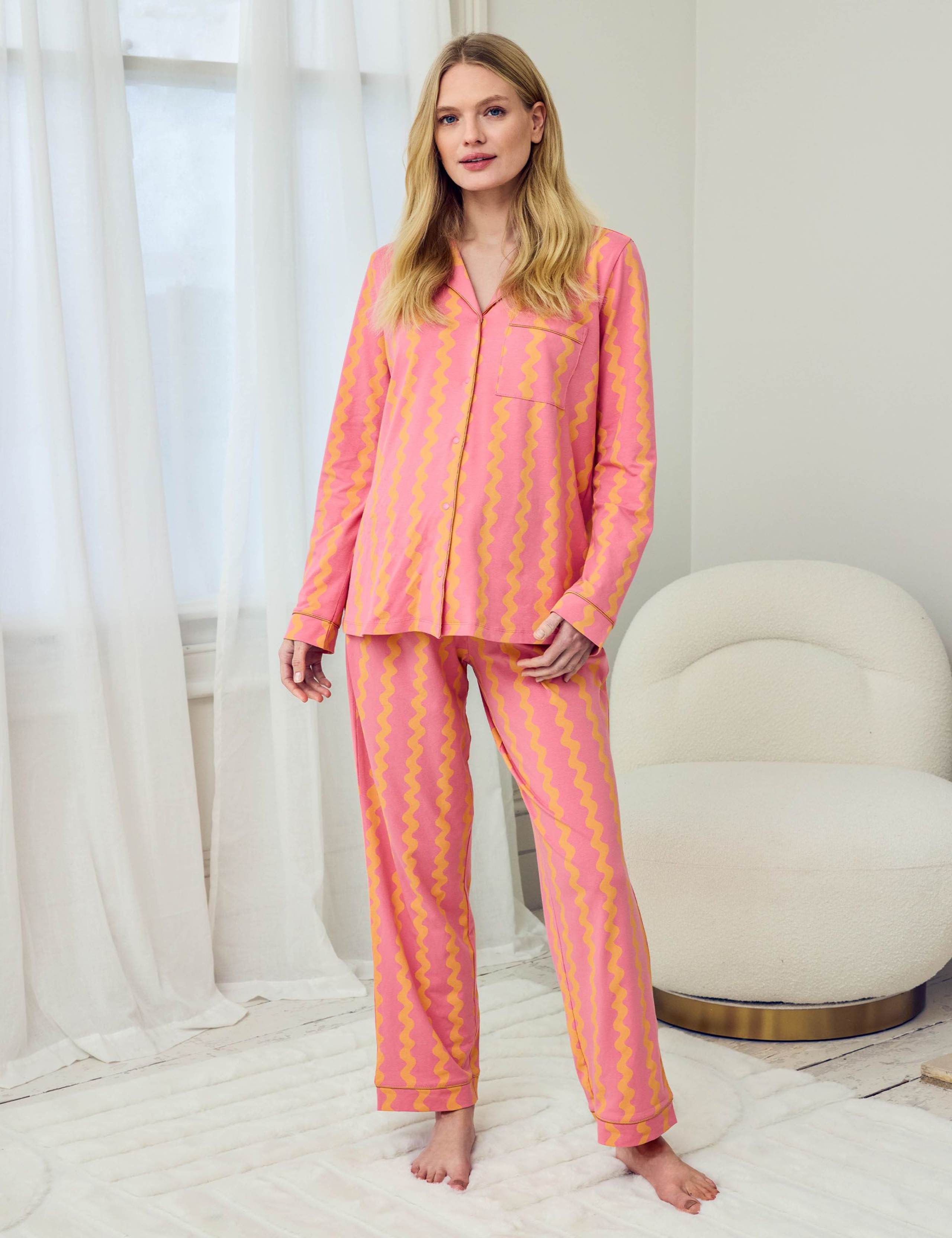 Maternity Cotton Rich Wavy Striped Pyjama Set