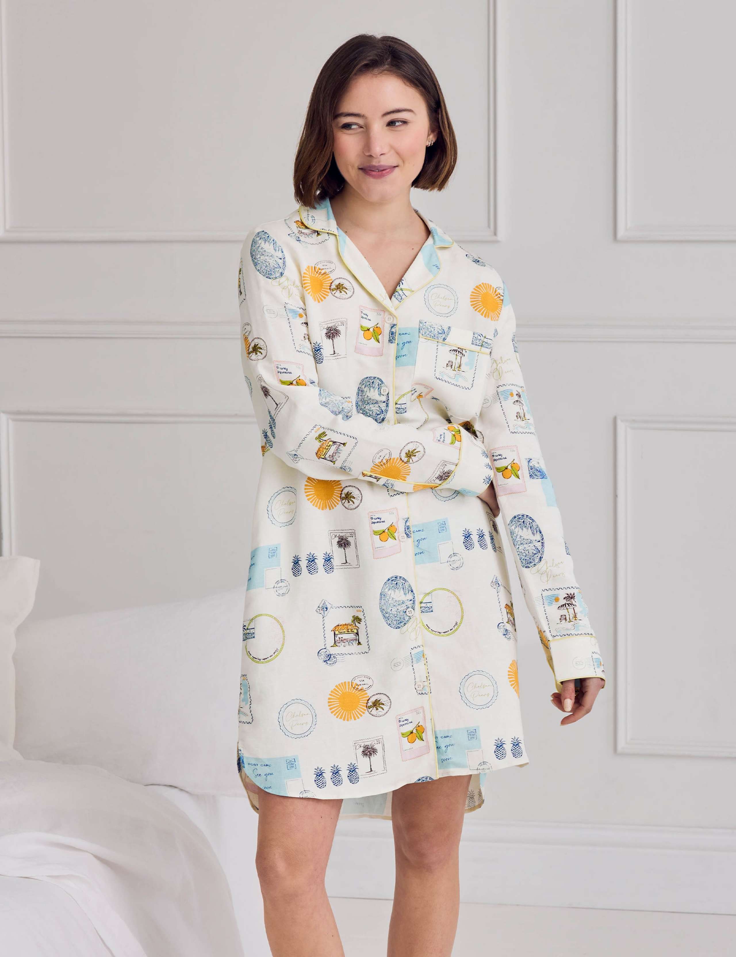 Linen Rich Holiday Print Nightshirt