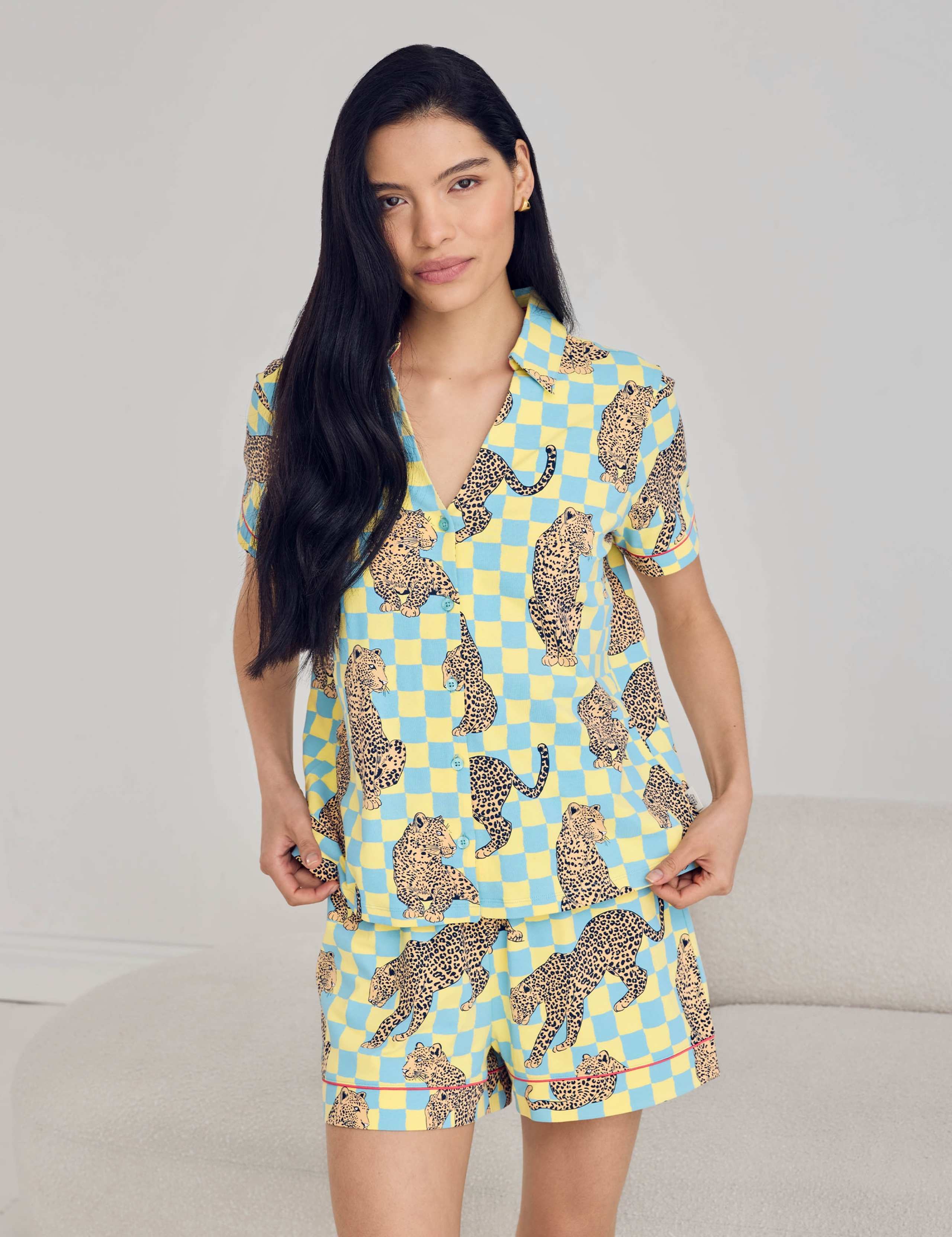 Cotton Rich Leopard Checked Shortie Set