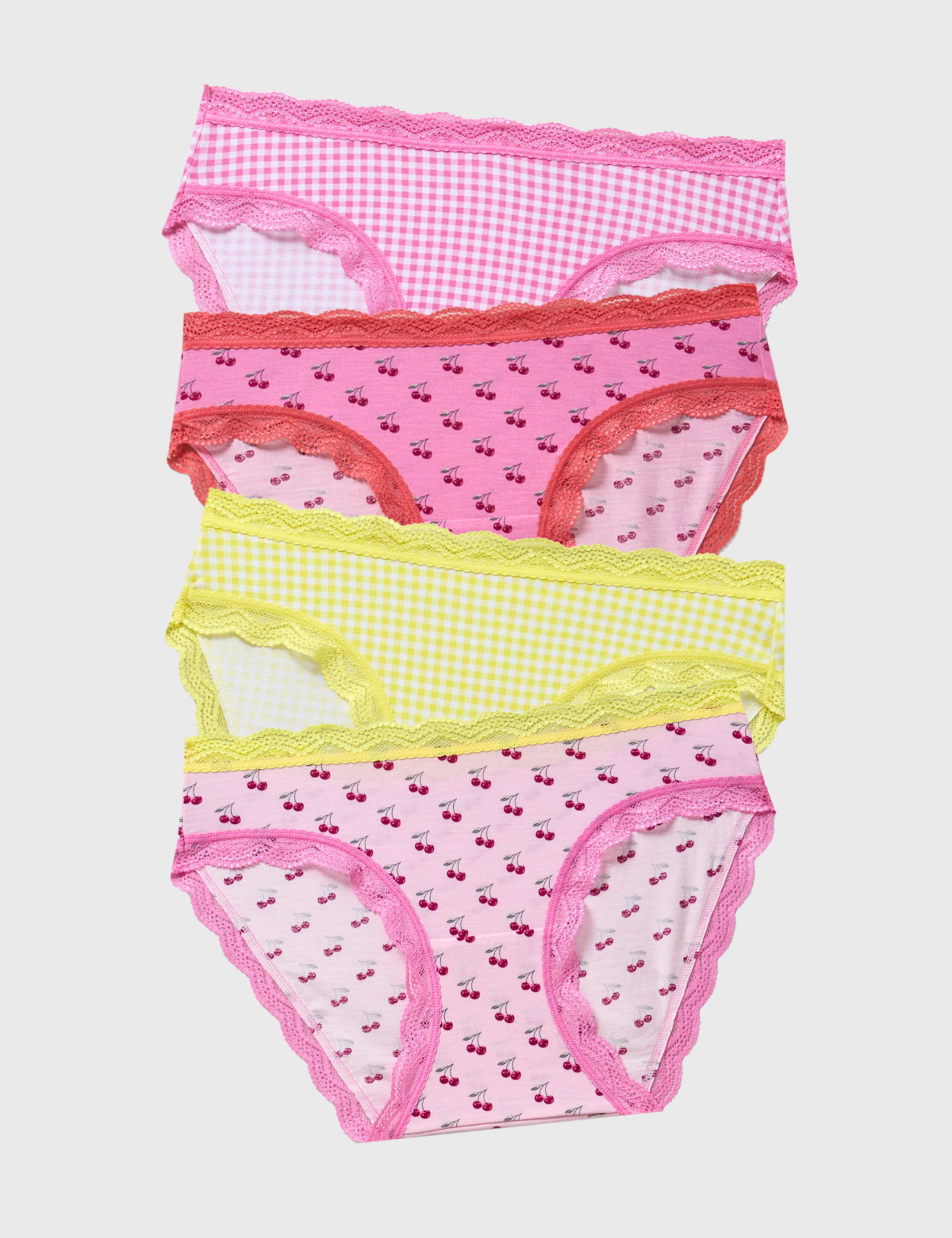 4 Pack Modal Rich Cherry Bikini Knickers