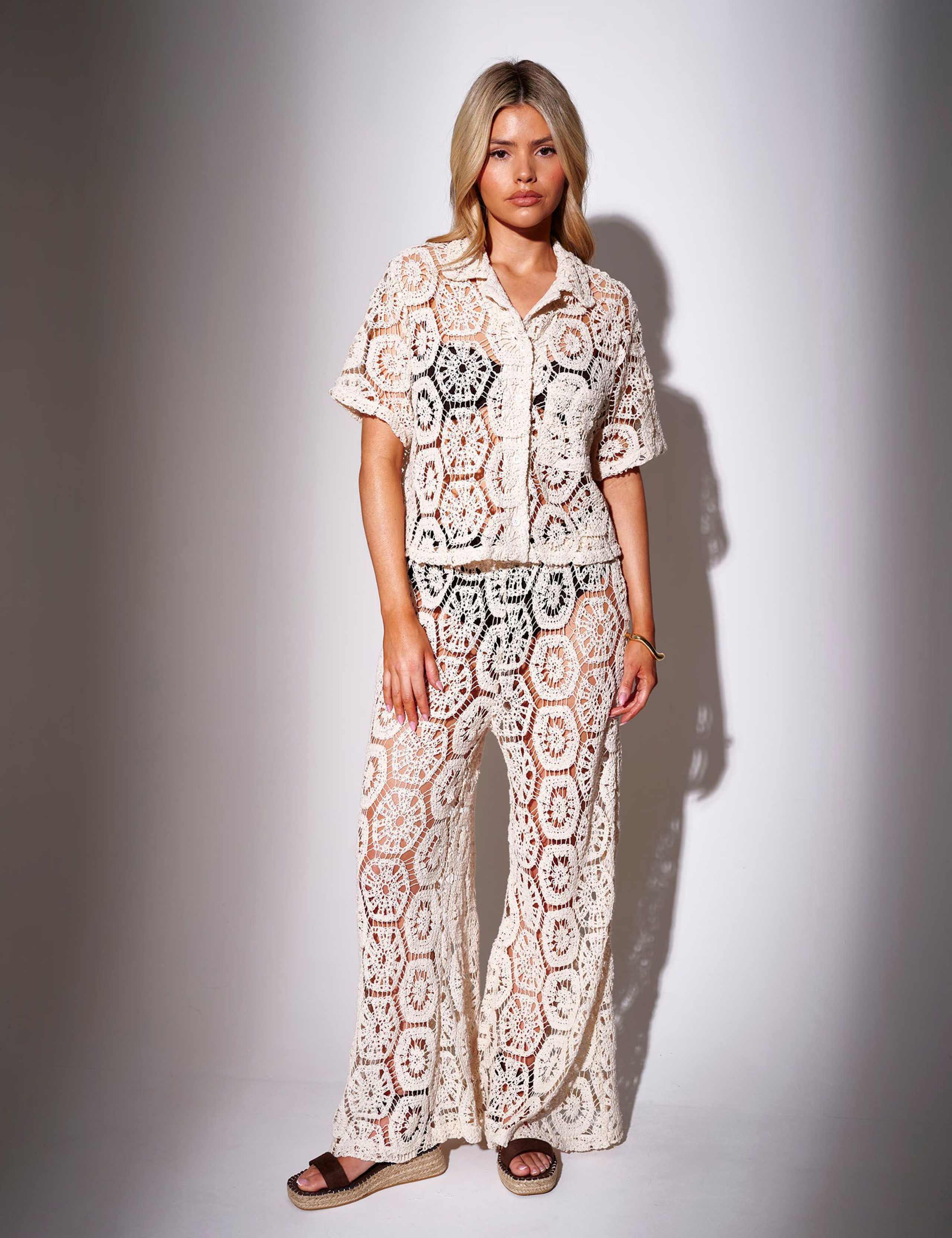 Cotton Rich Crochet-Style Shirt