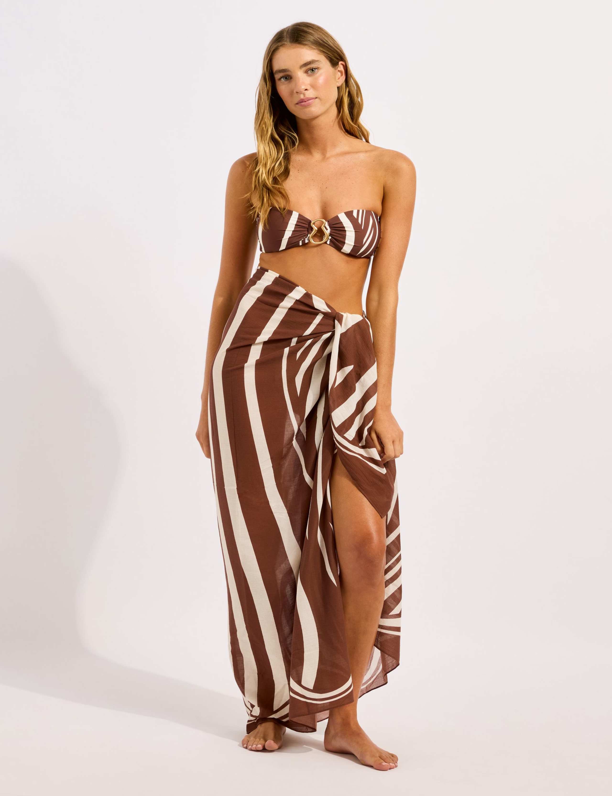 Pure Cotton Striped Beach Cover Up Sarong