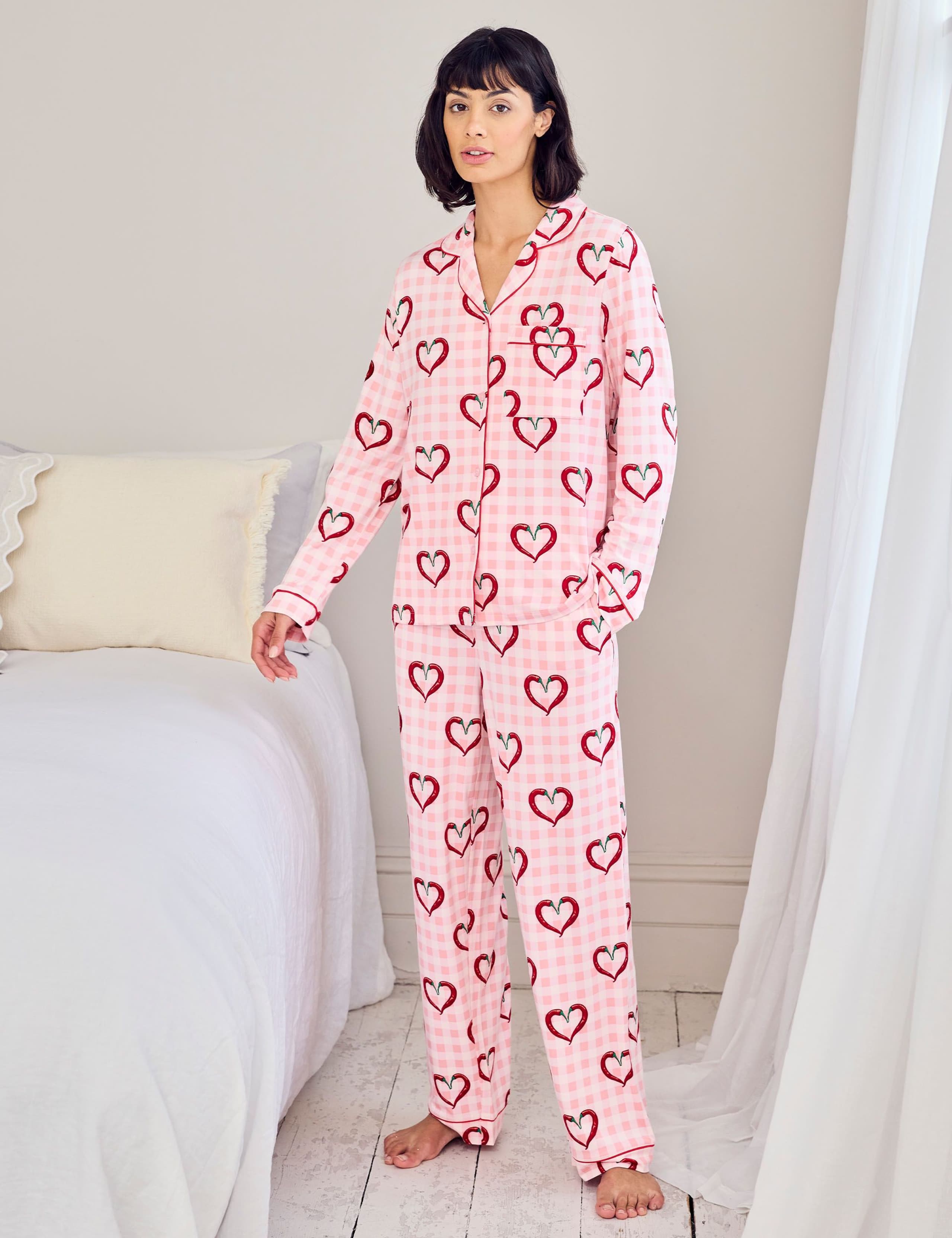 Jersey Chilli Heart Print Pyjama Set