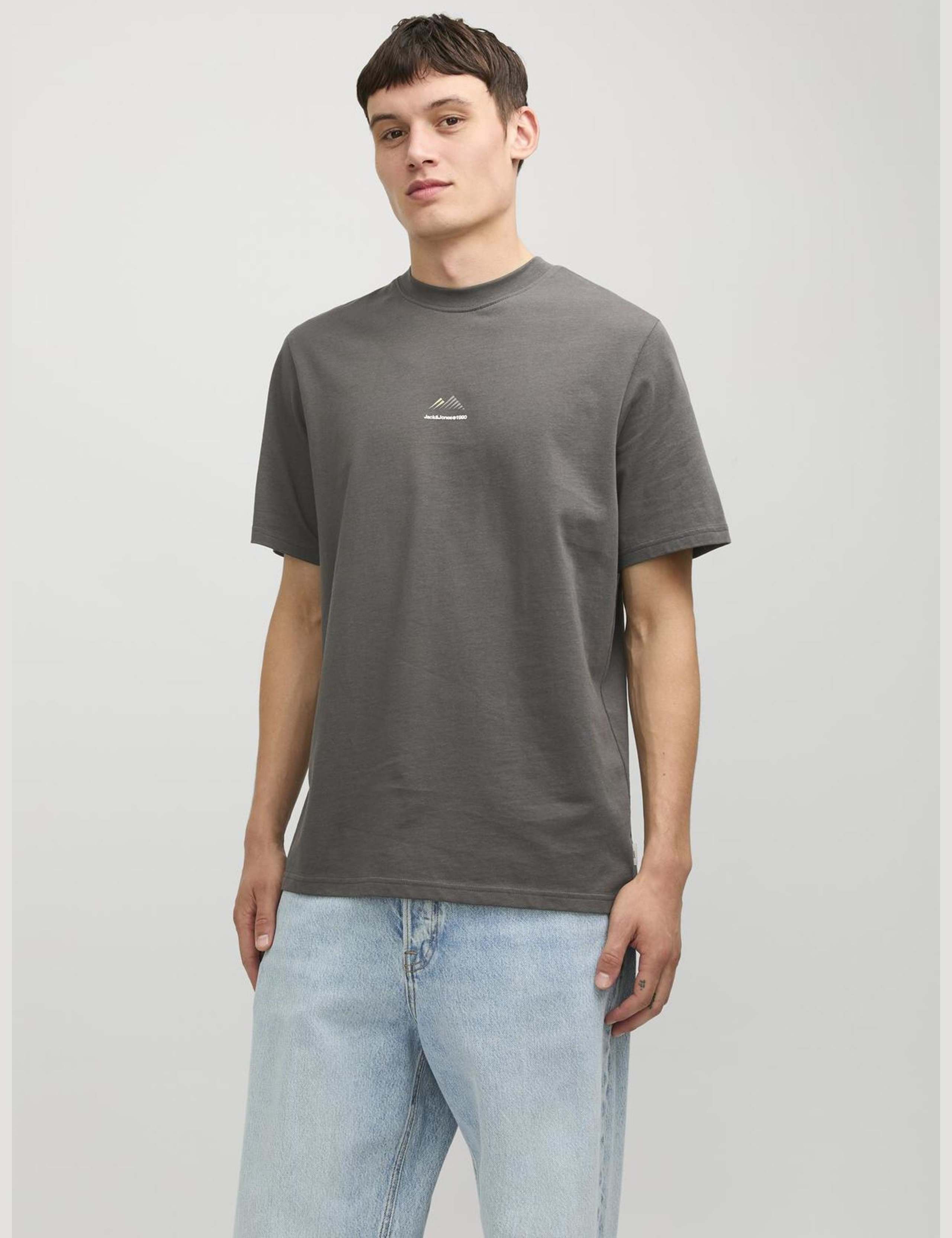 Pure Cotton Crew Neck Mountain Logo T-Shirt