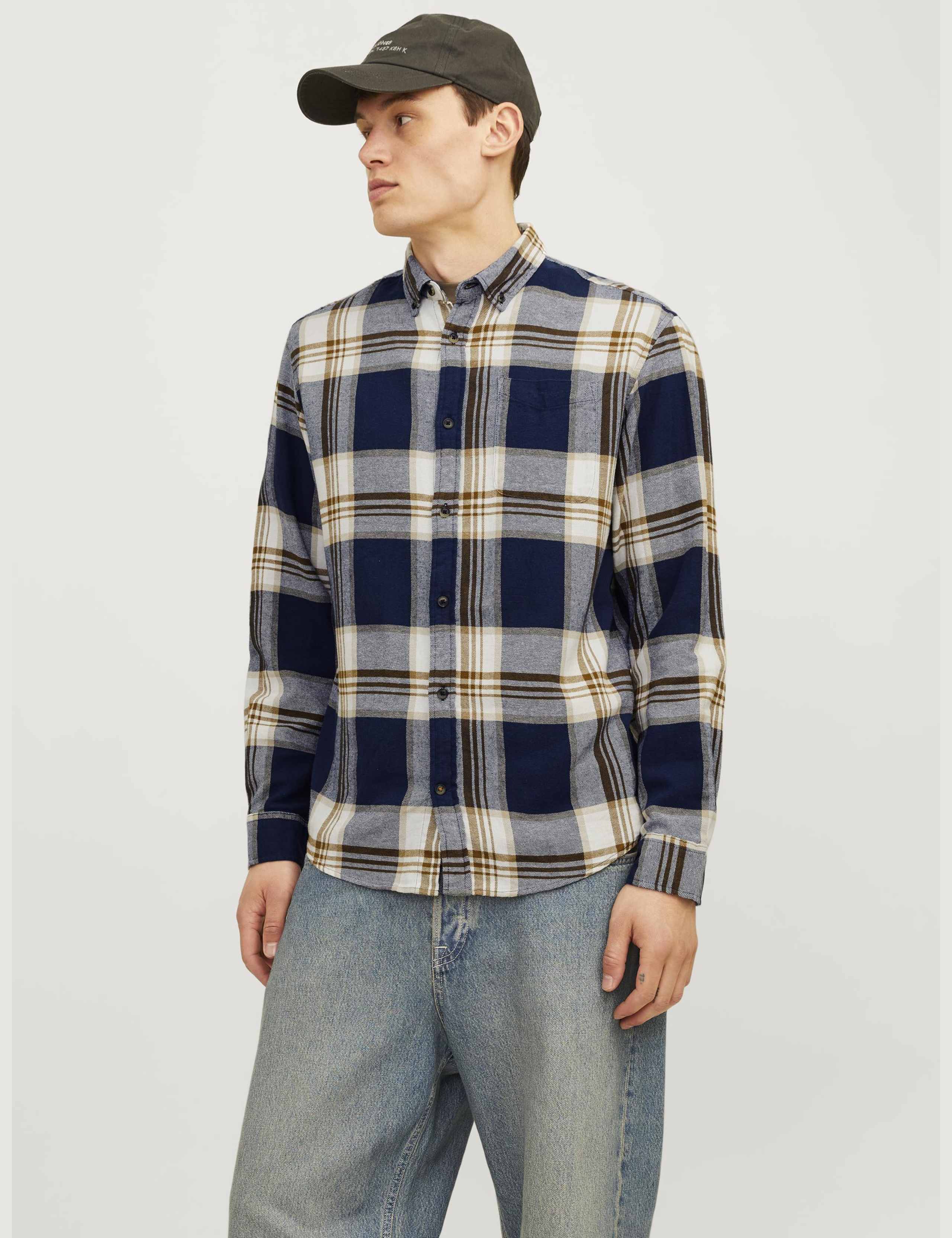 Slim Fit Pure Cotton Checked Overshirt