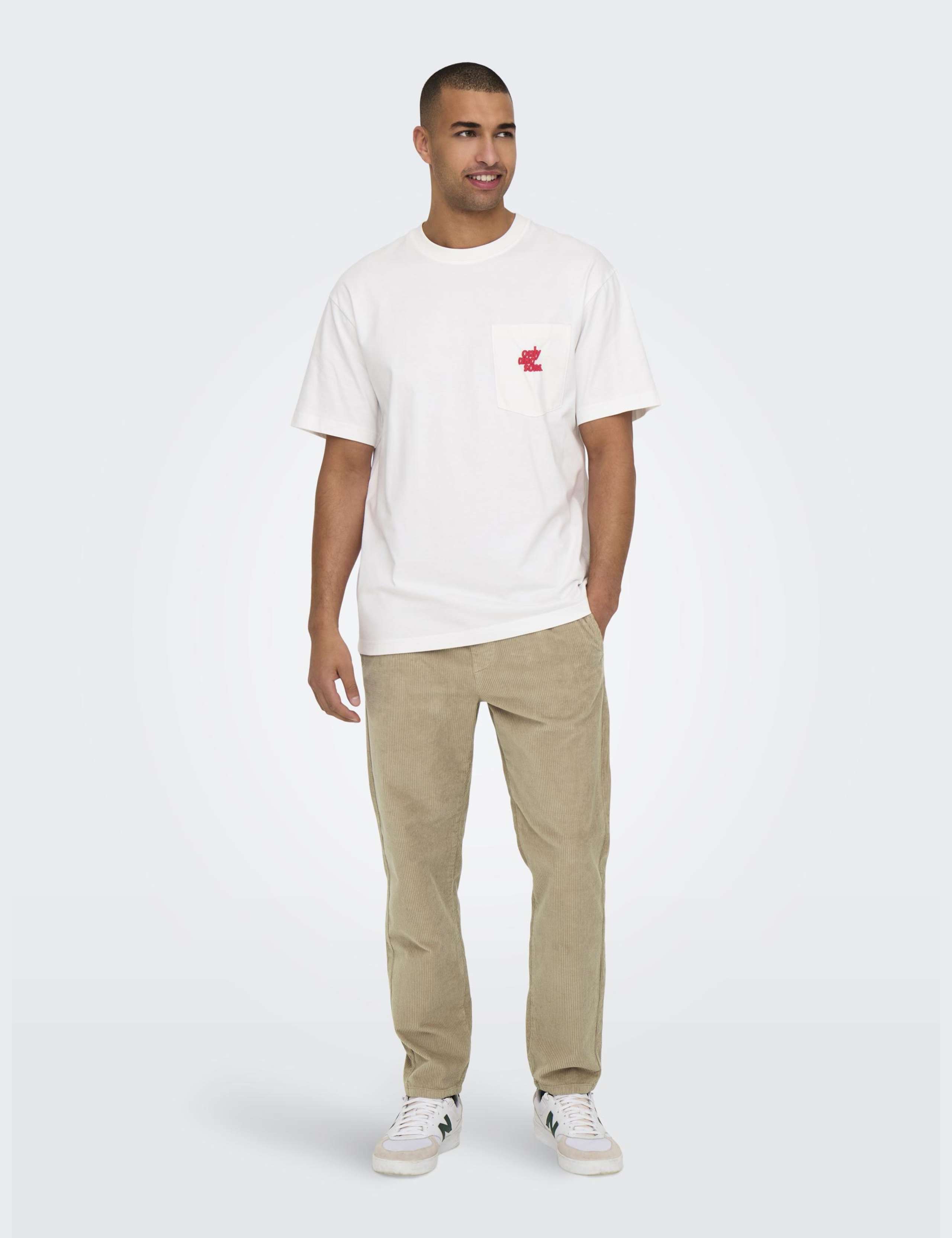 Tapered Fit Corduroy Elasticated Waist Trousers