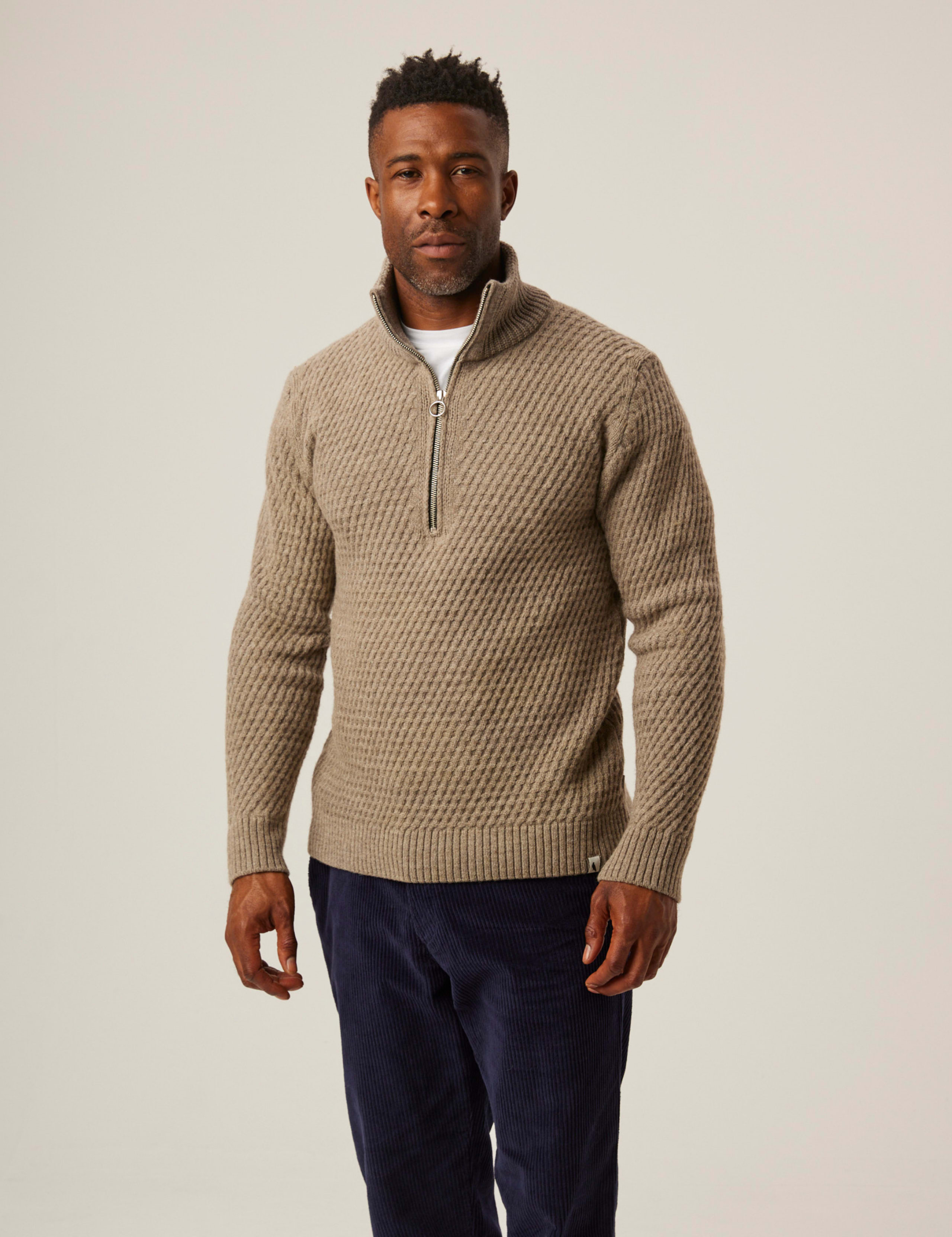 Pure Wool Cable High Neck Jumper