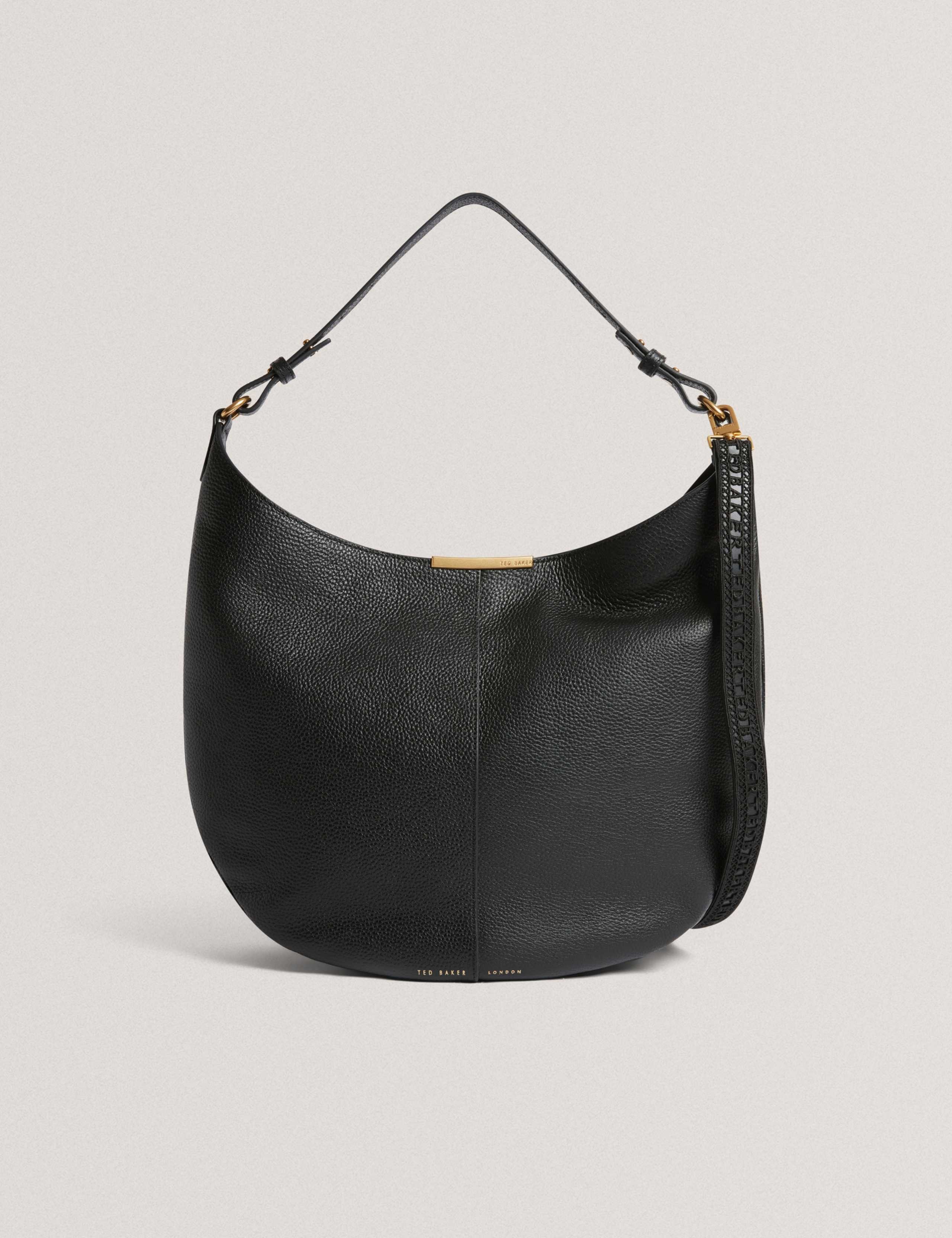 Leather Bar Detail Hobo Bag
