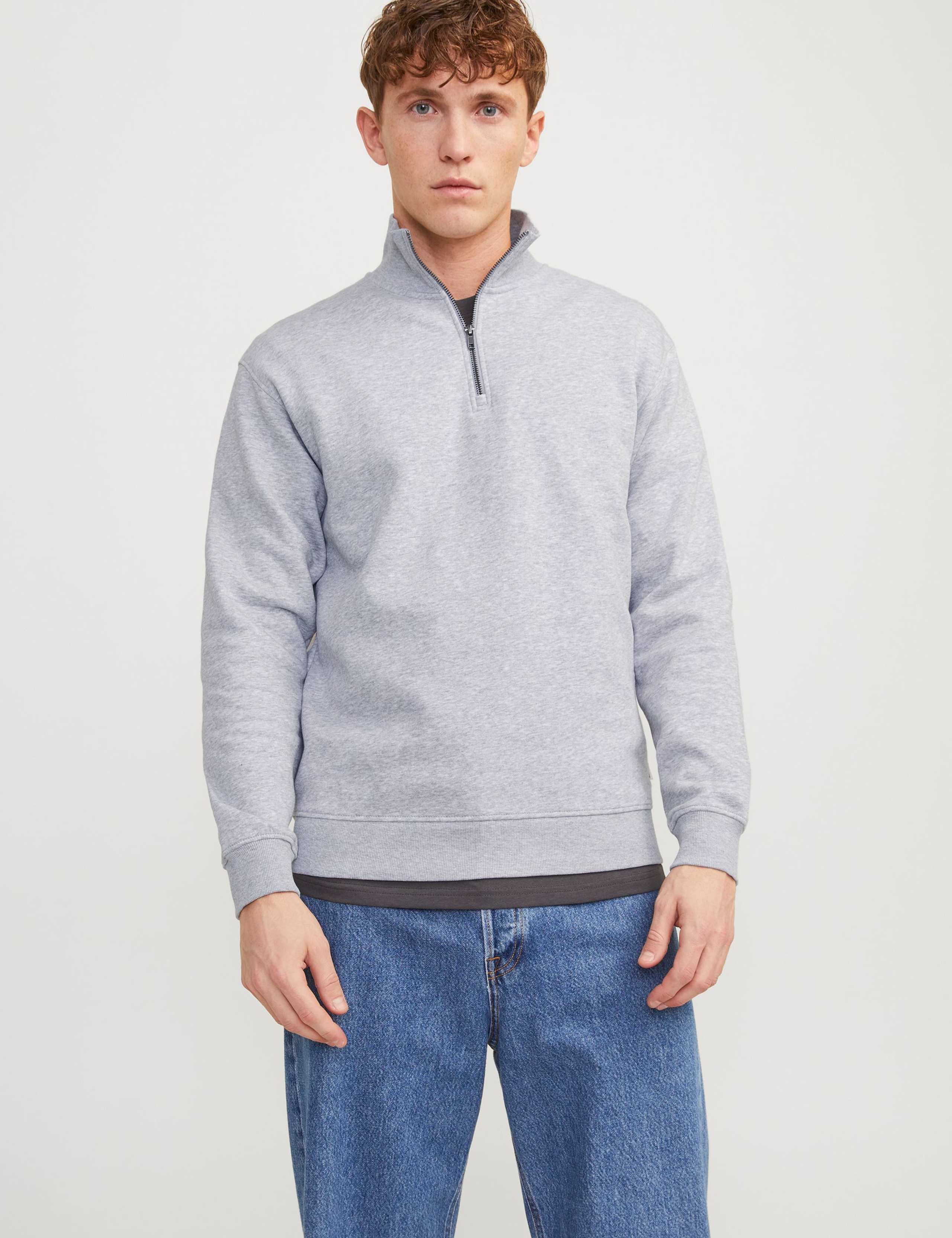 Cotton Blend Half Zip Sweatshirt