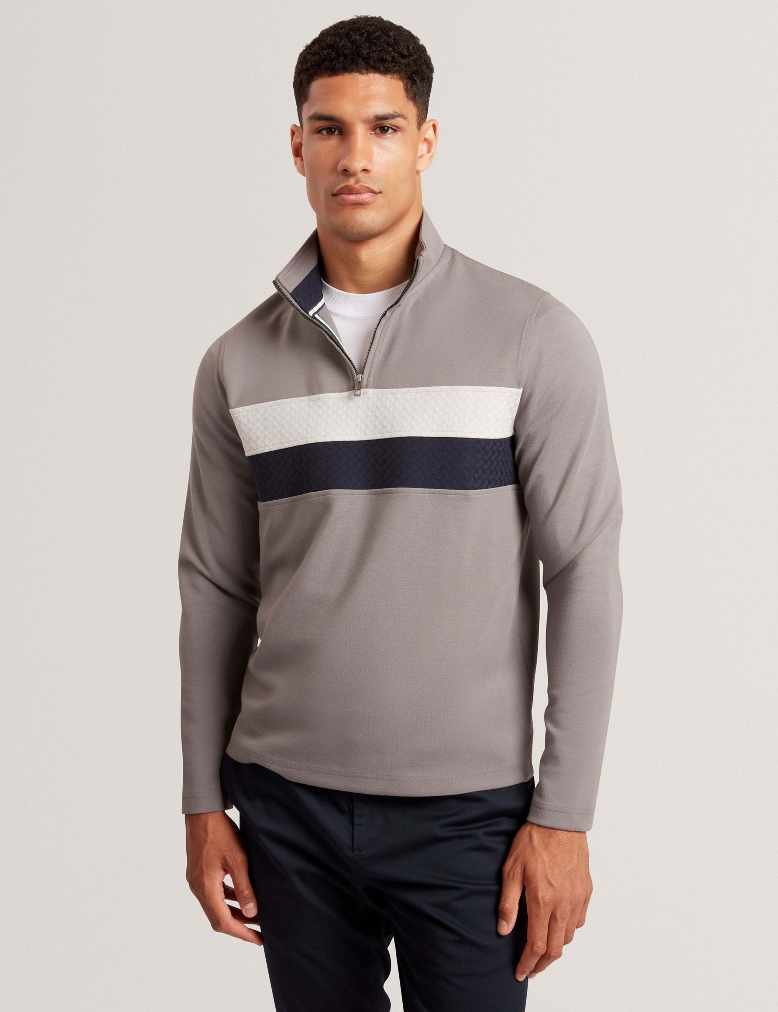Contrast Panel Half-Zip Top