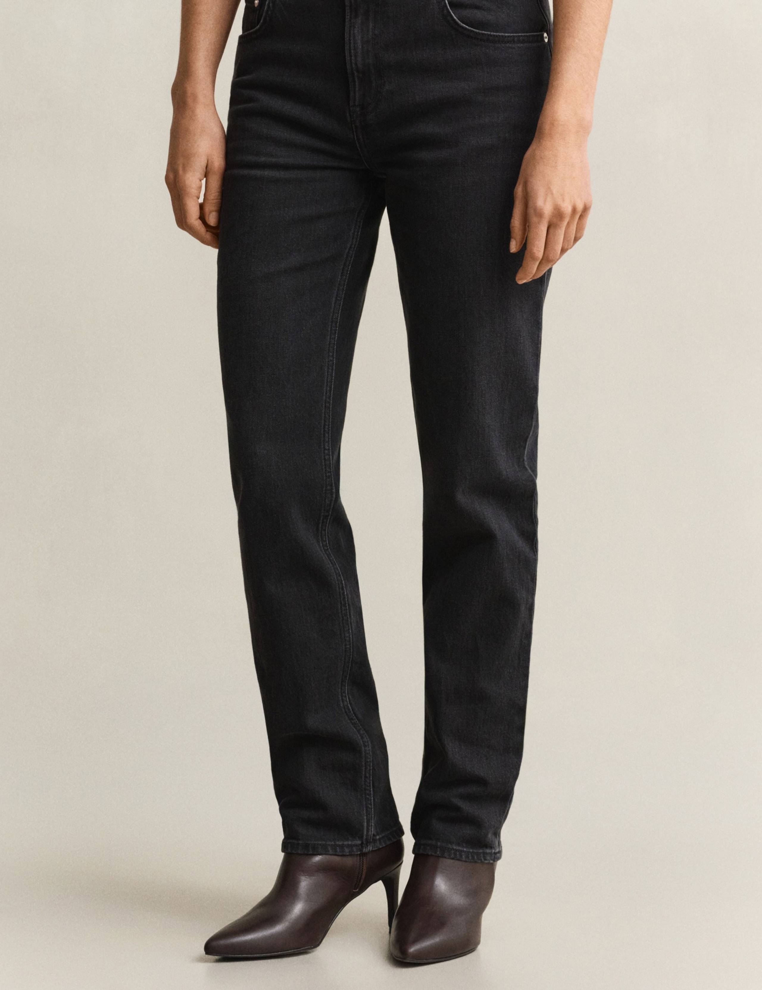 Mid Rise Straight Leg Jeans