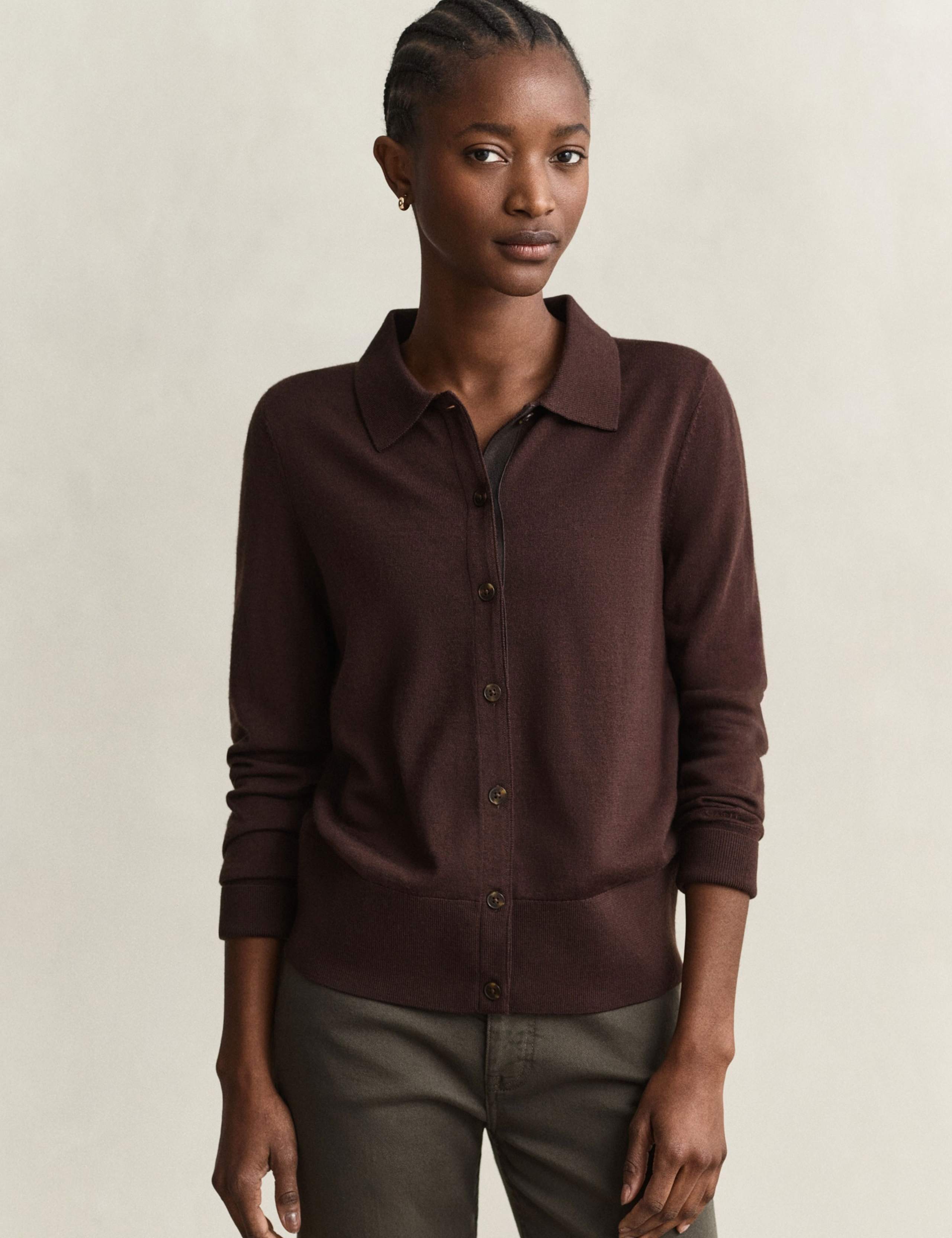Pure Merino Wool Collared Cardigan