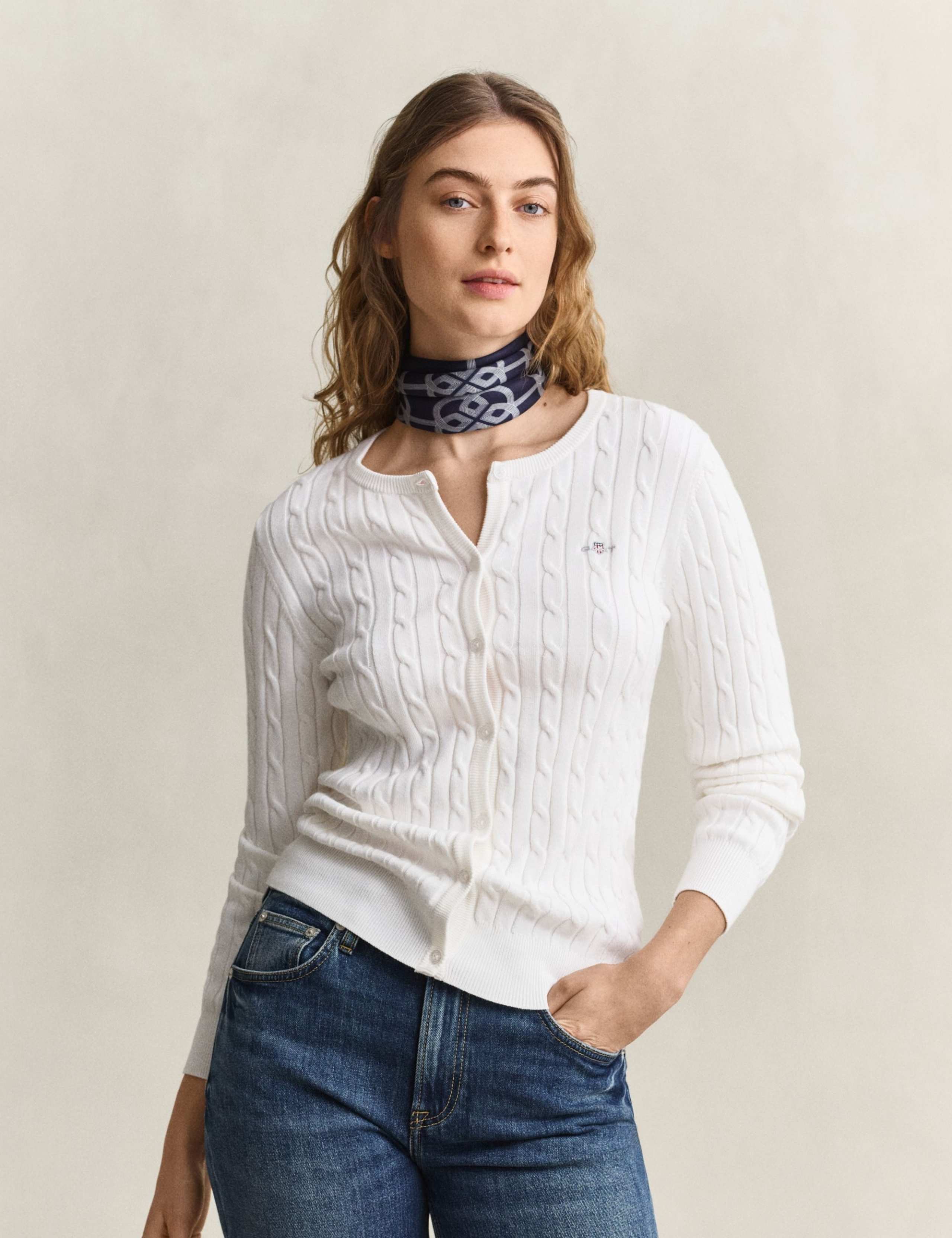 Cotton Rich Cable Knit Cardigan