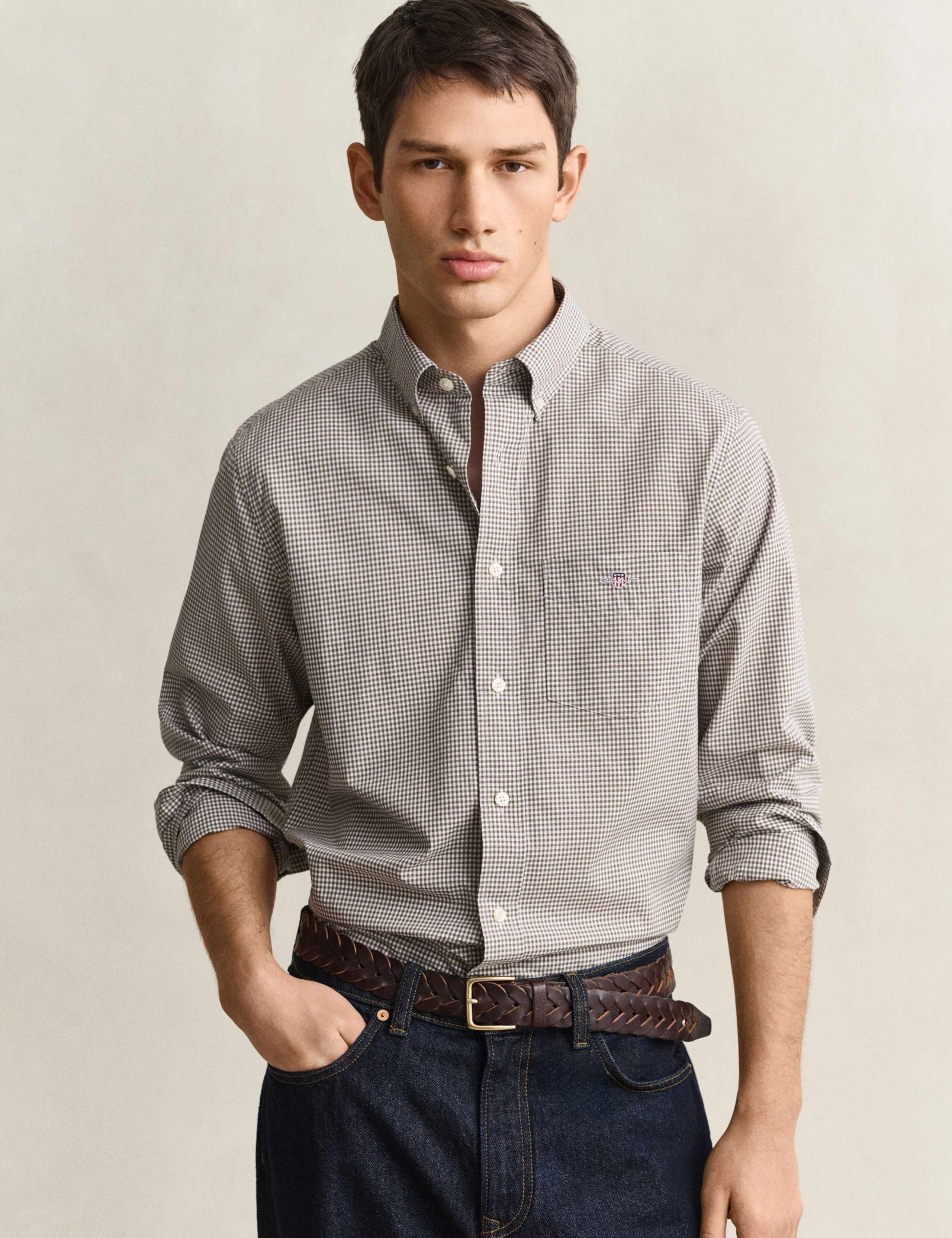 Pure Cotton Poplin Gingham Oxford Shirt