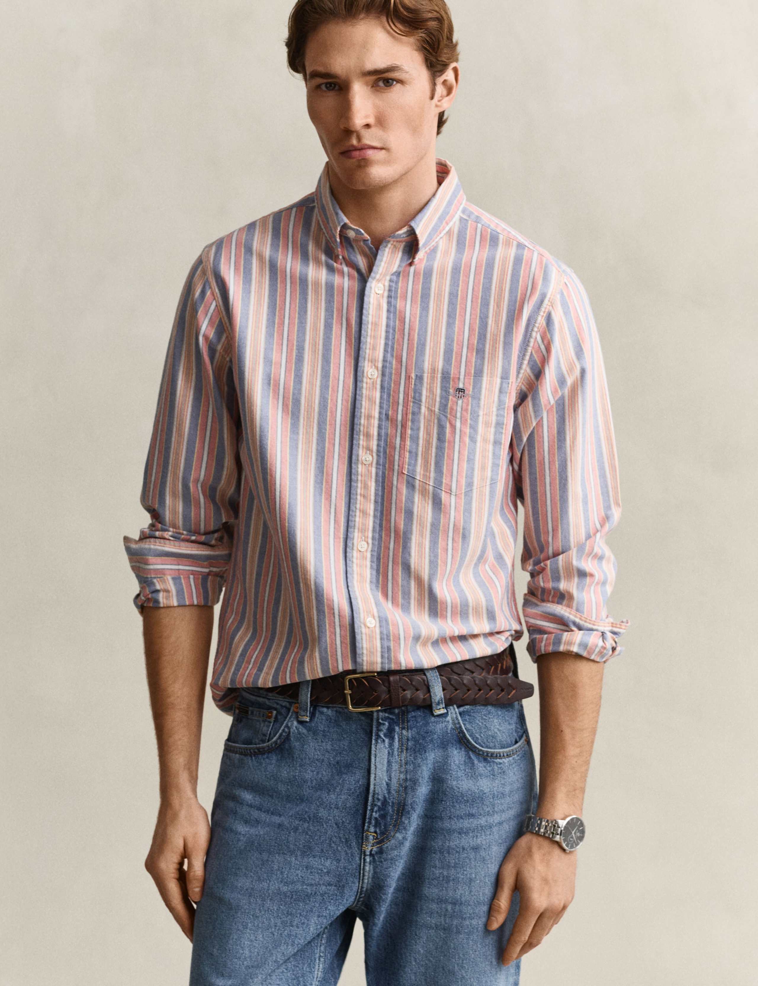 Regular Fit Multi Stripe Oxford Shirt