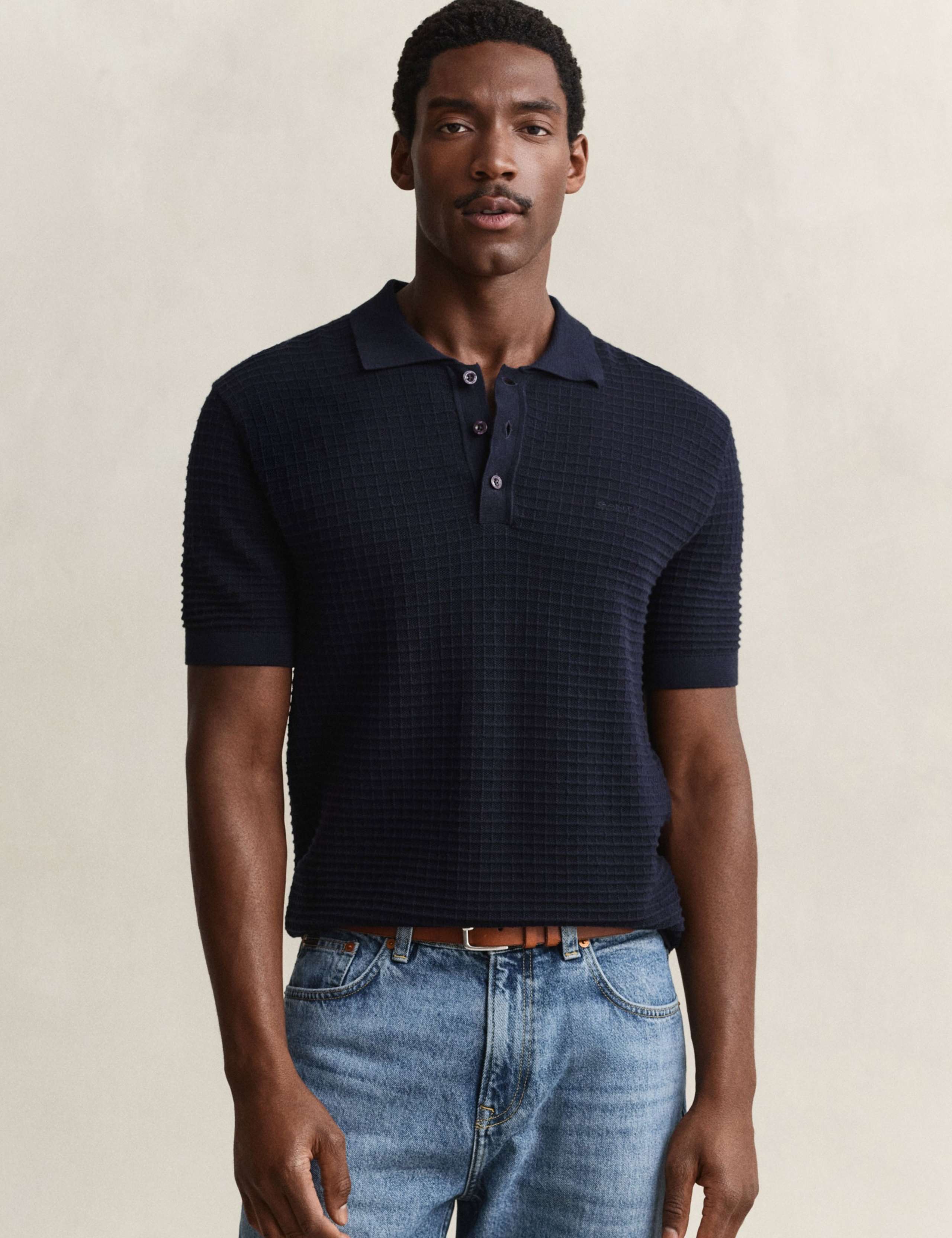 Pure Cotton Textured Polo Shirt