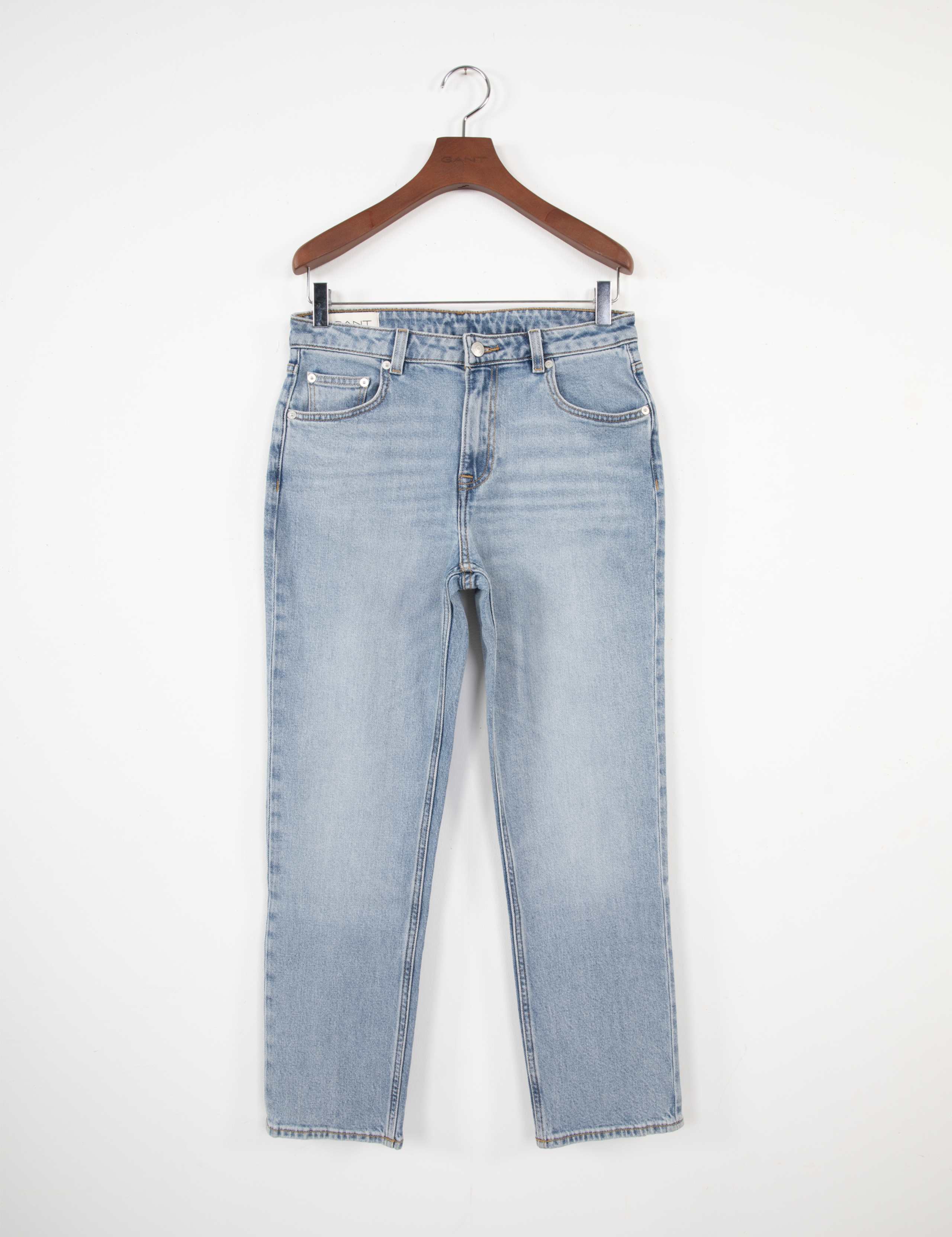 Mid Rise Straight Leg Cropped Jeans