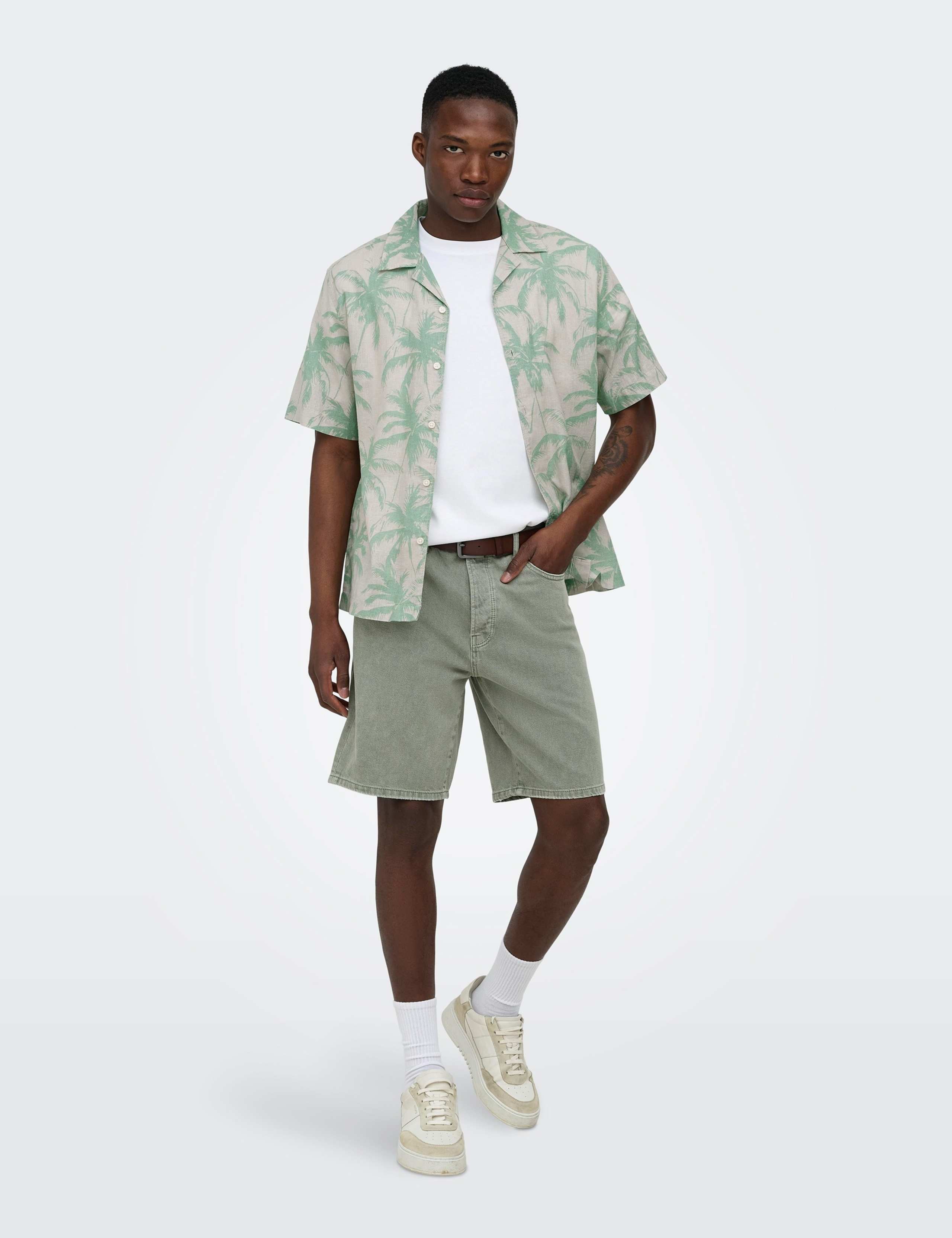Straight Fit Pure Cotton Denim Shorts
