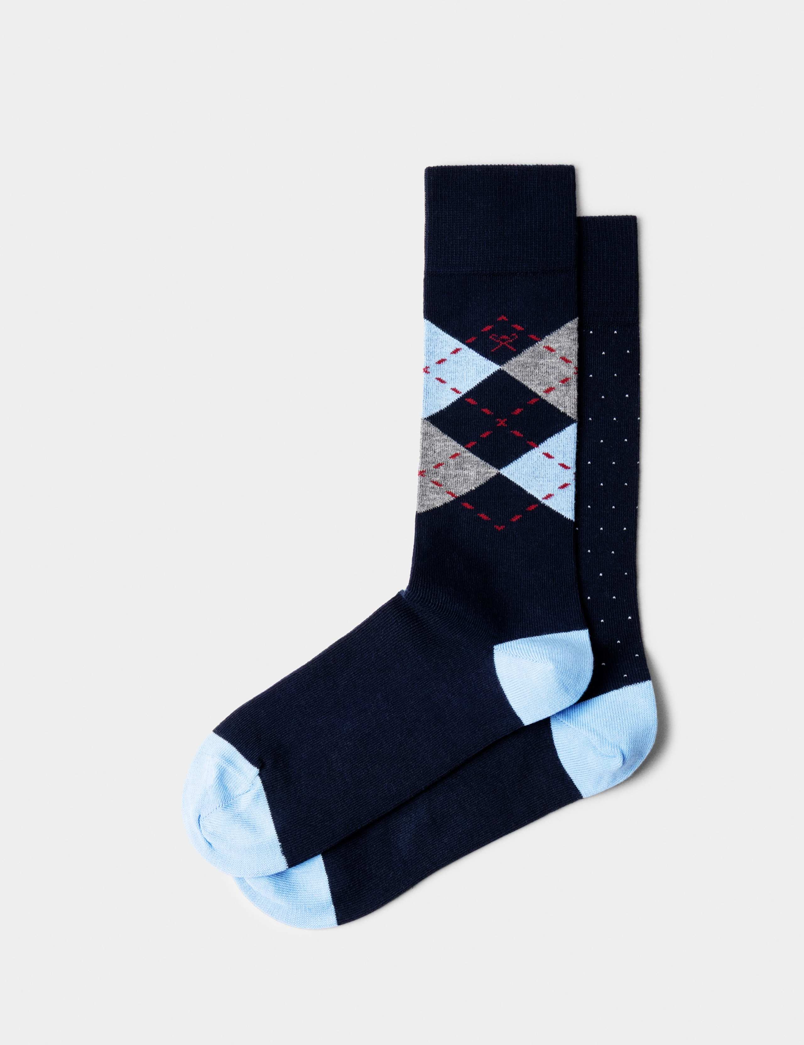 2 Pack Argyle & Polka Dot Cotton Rich Socks