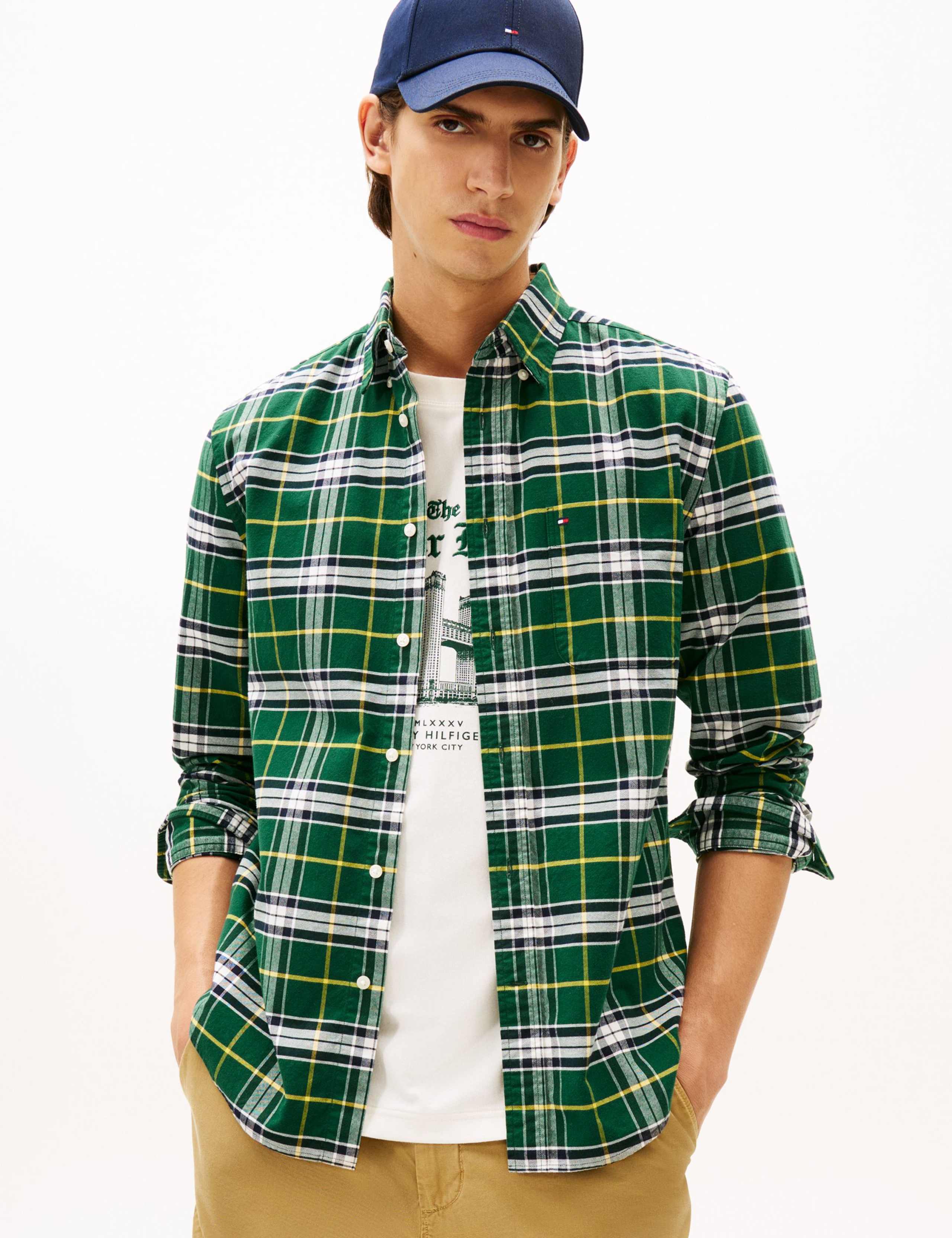 Regular Fit Brushed Cotton Check Oxford Shirt